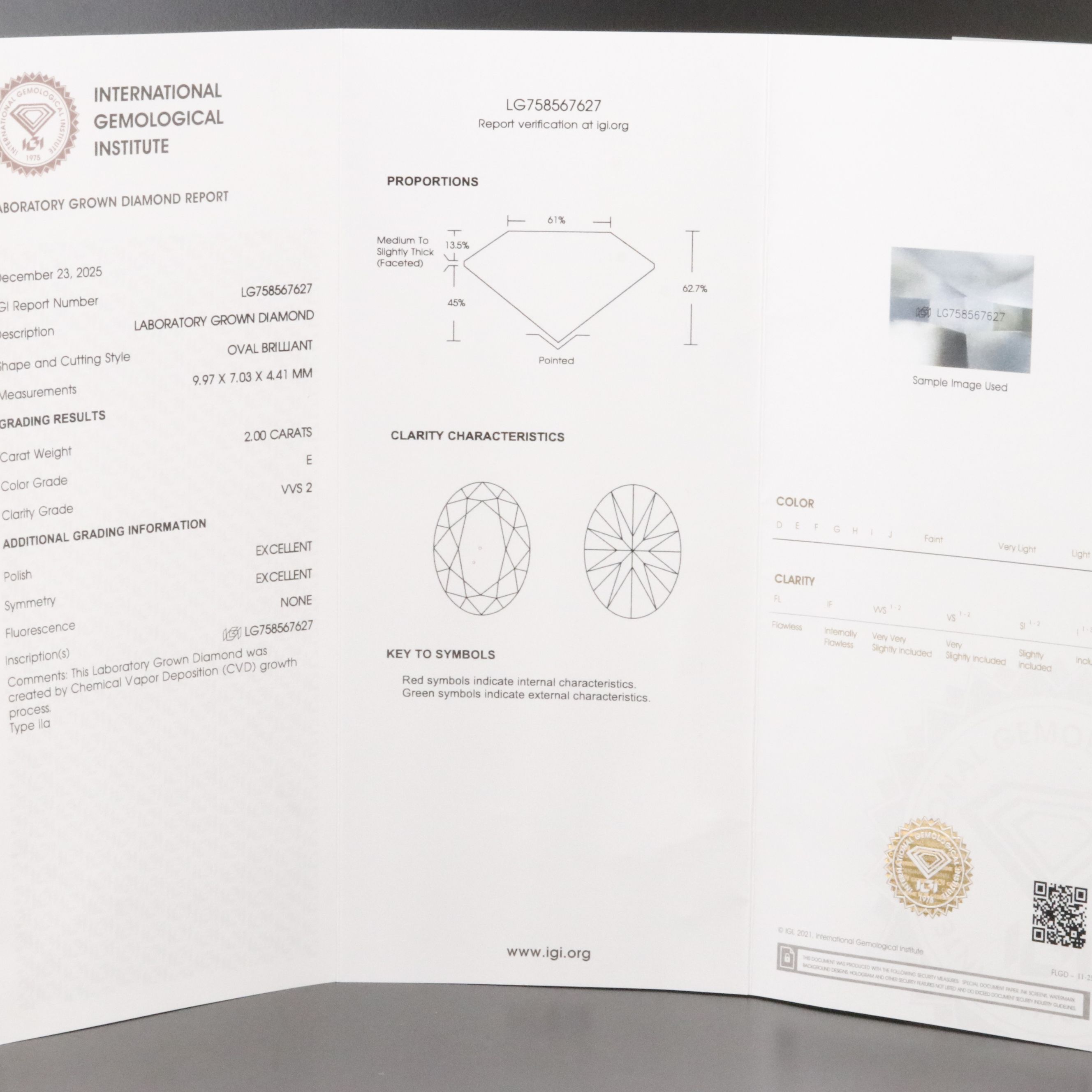 14K 2.24 CTW Lab Grown Diamond Ring with IGI Report