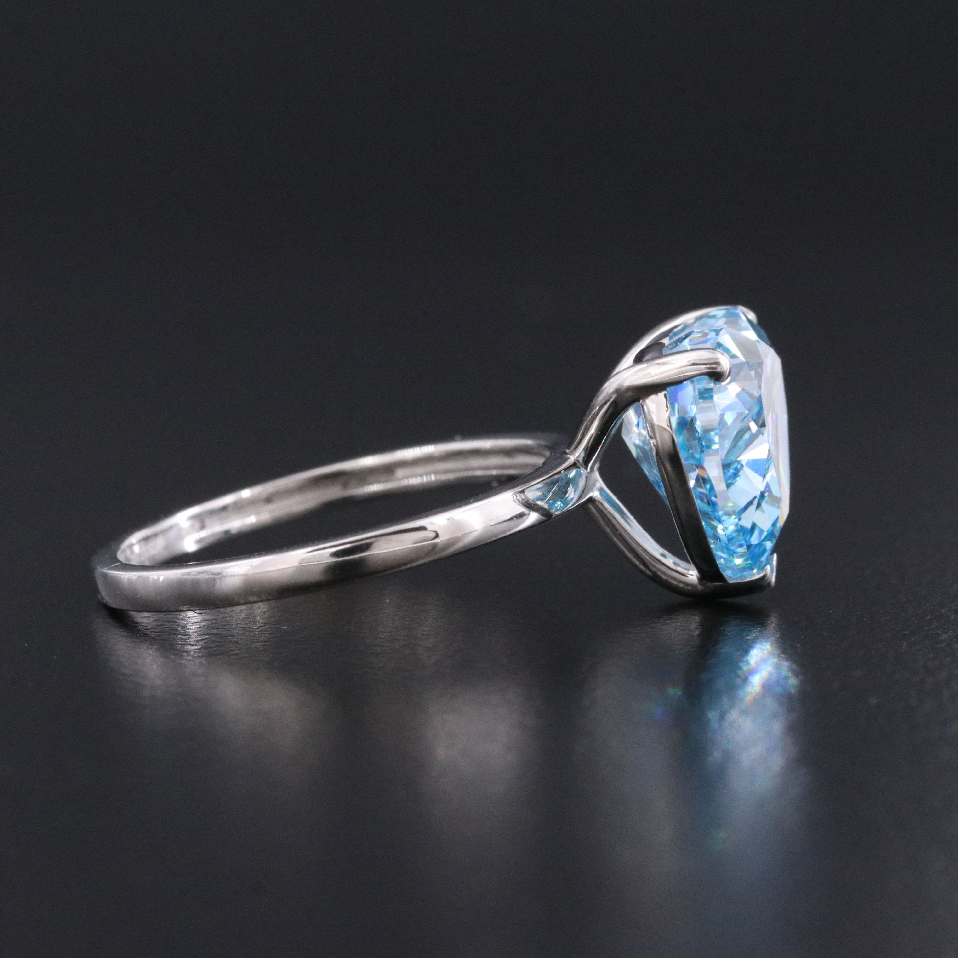 Platinum 5.00 CT Lab Grown Fancy Vivid Blue Diamond Heart Ring with IGI Report