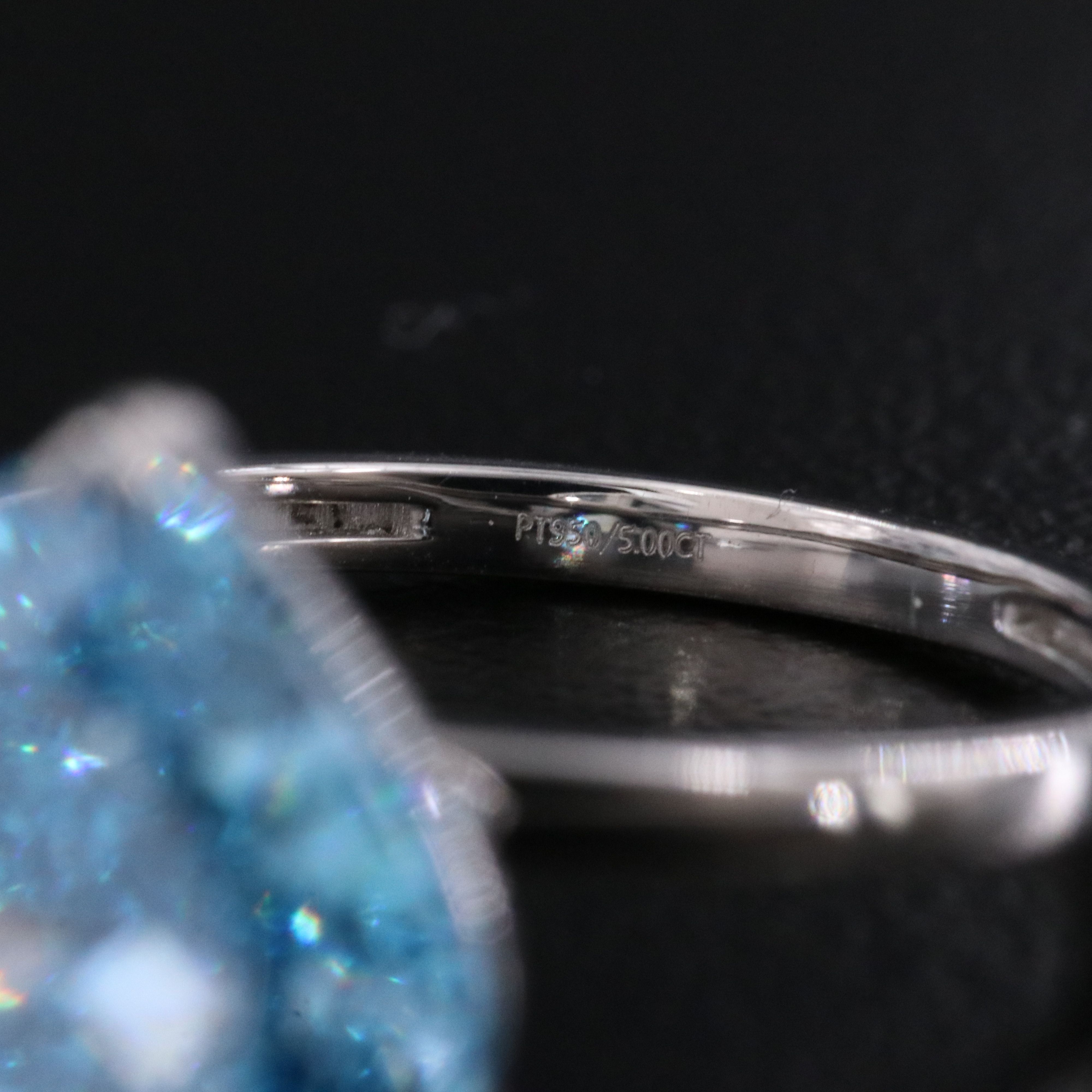 Platinum 5.00 CT Lab Grown Fancy Vivid Blue Diamond Heart Ring with IGI Report