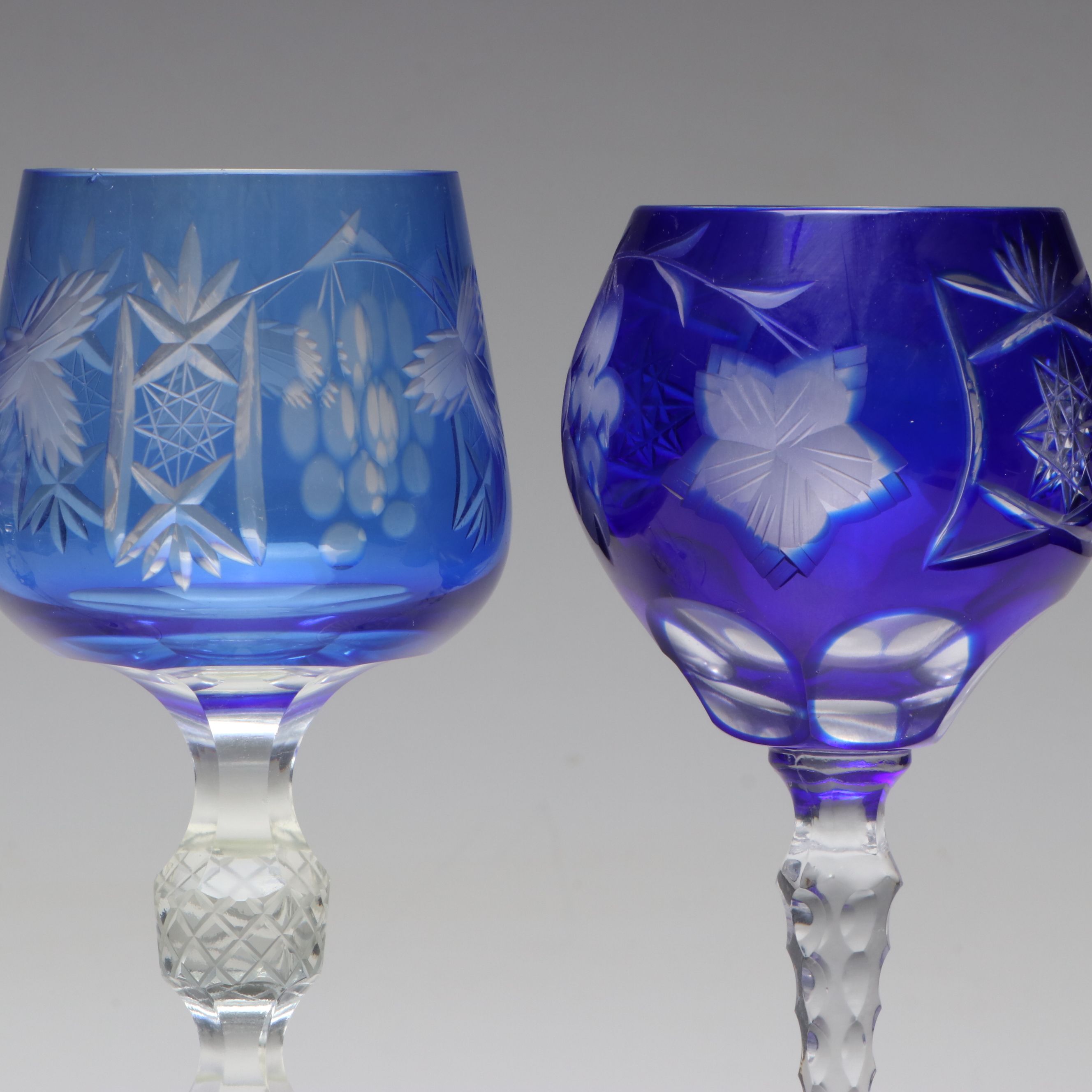 Bohemian Style Cut to Clear Multicolor Wine and Water Crystal Glasses