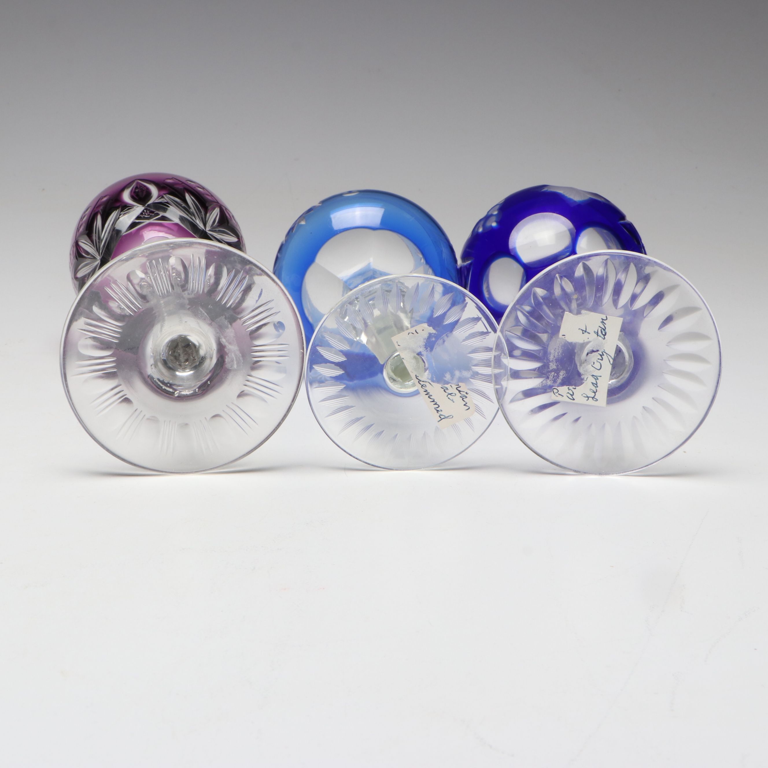 Bohemian Style Cut to Clear Multicolor Wine and Water Crystal Glasses