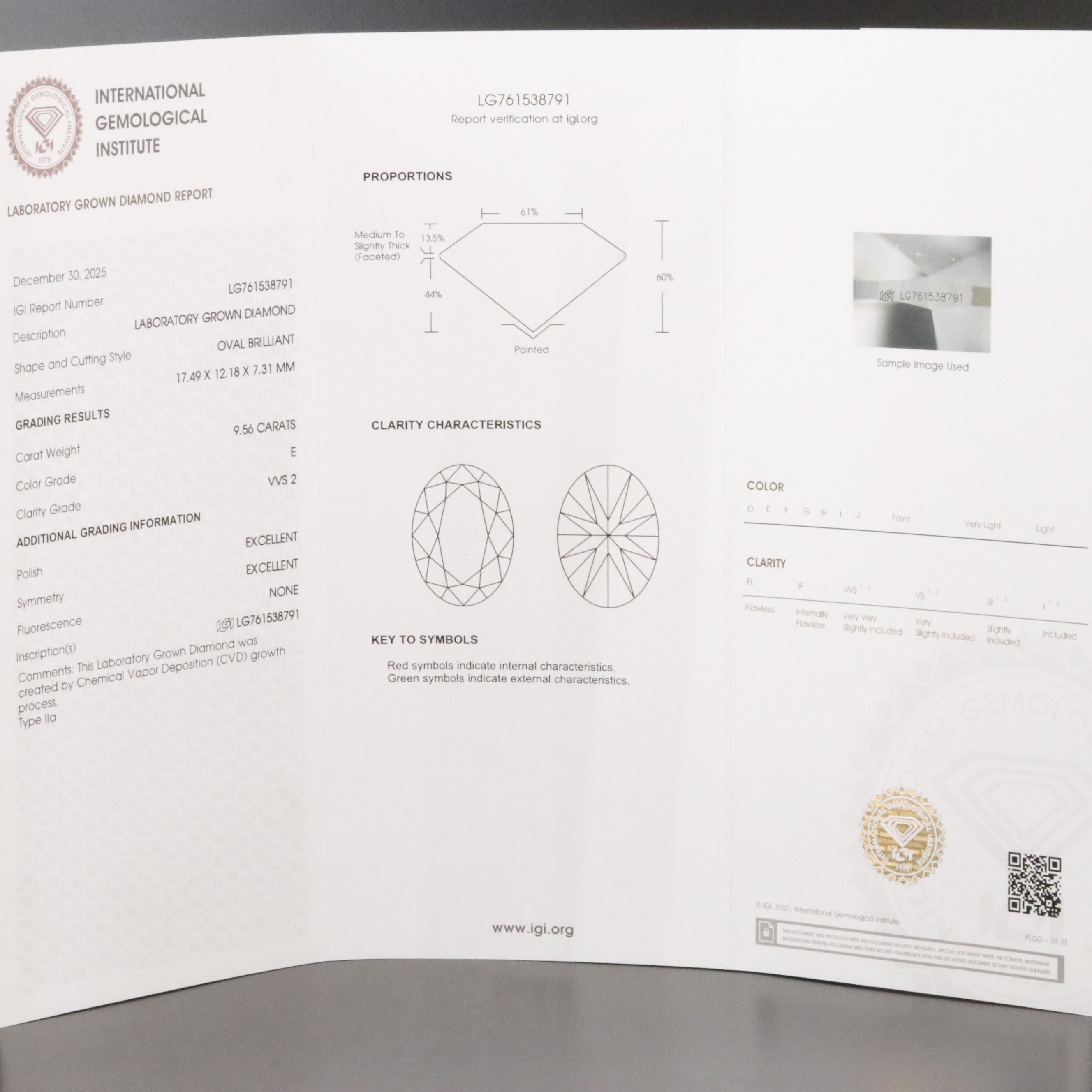 14K 9.56 CT Lab Grown Diamond Solitaire Ring with IGI Report