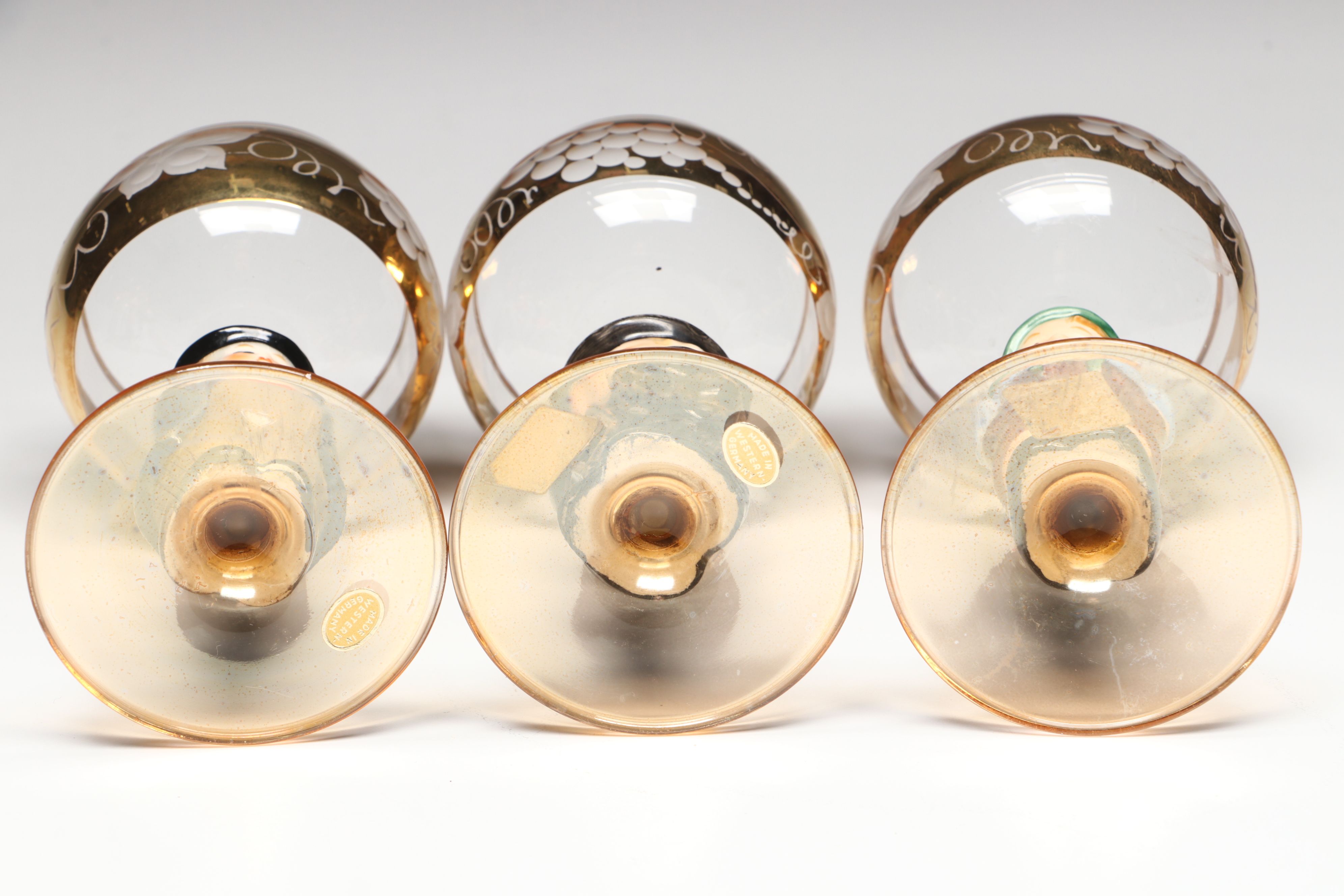 Vintage German Figural Porcelain and Crystal Alsace Glasses