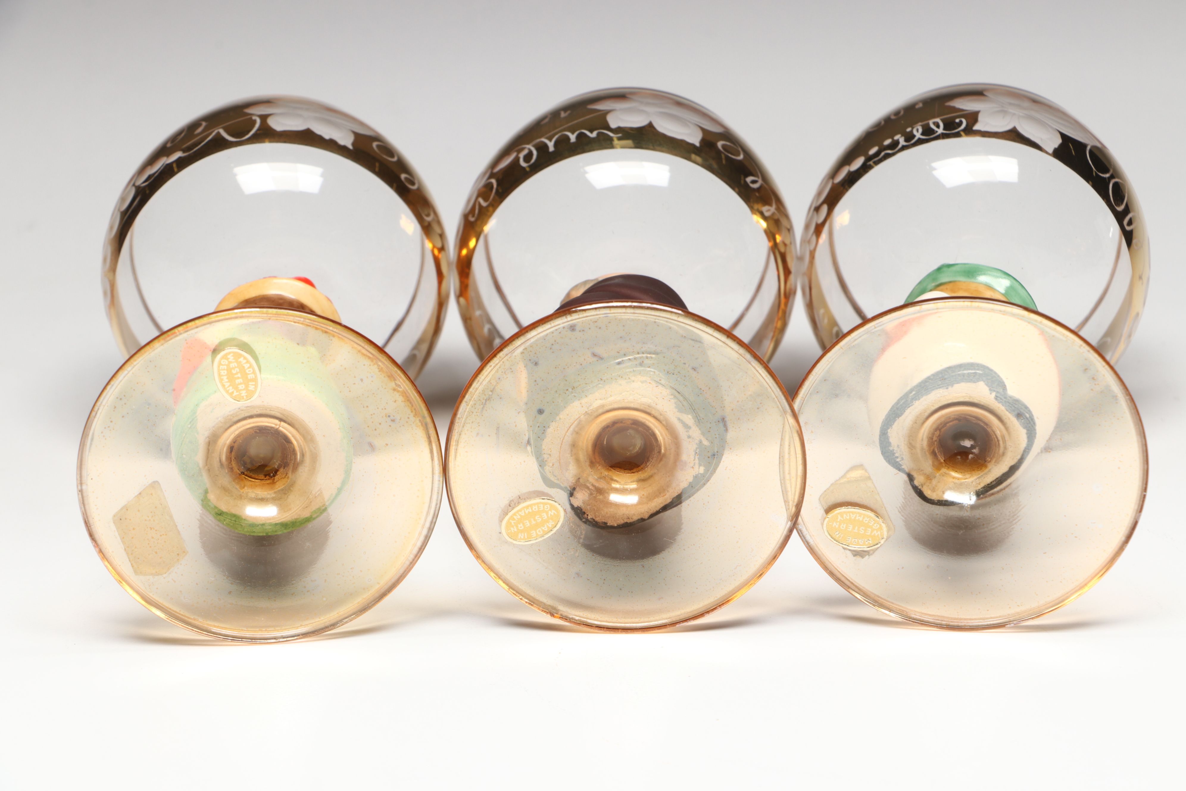 Vintage German Figural Porcelain and Crystal Alsace Glasses