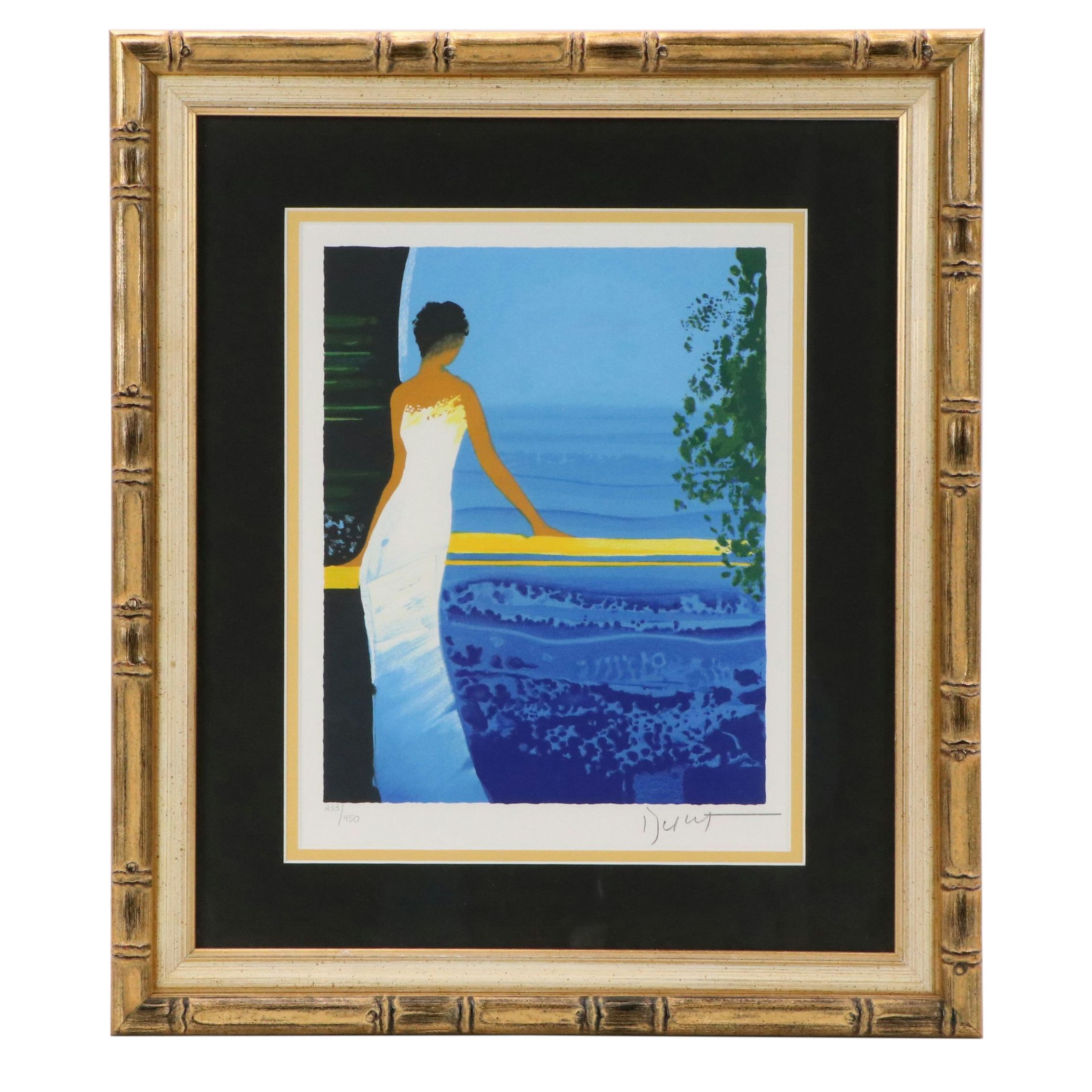 Émile Bellet Lithograph "Pensées Bleues"