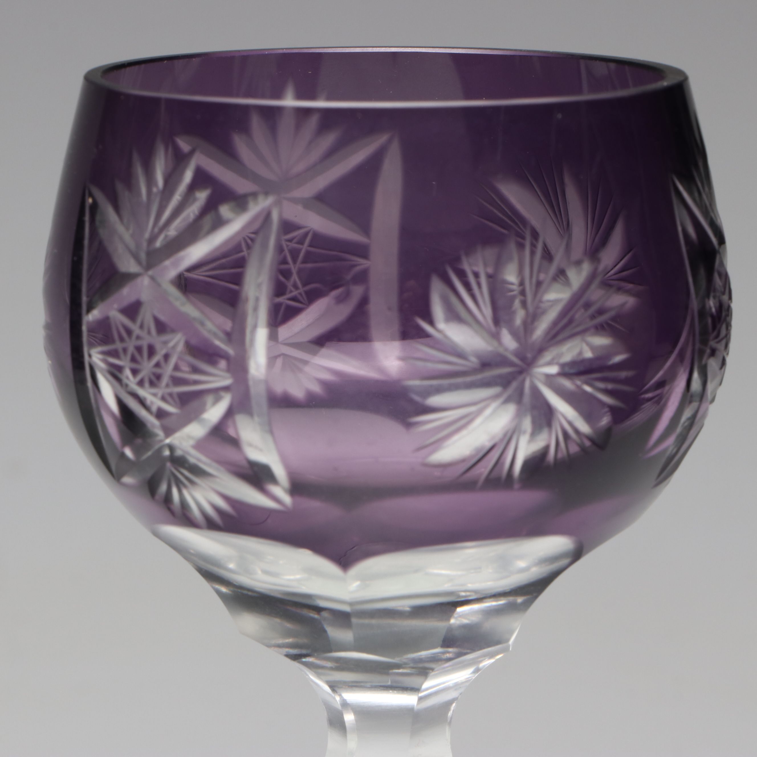 Vintage Cut Crystal Colorful Hock Wine Glasses