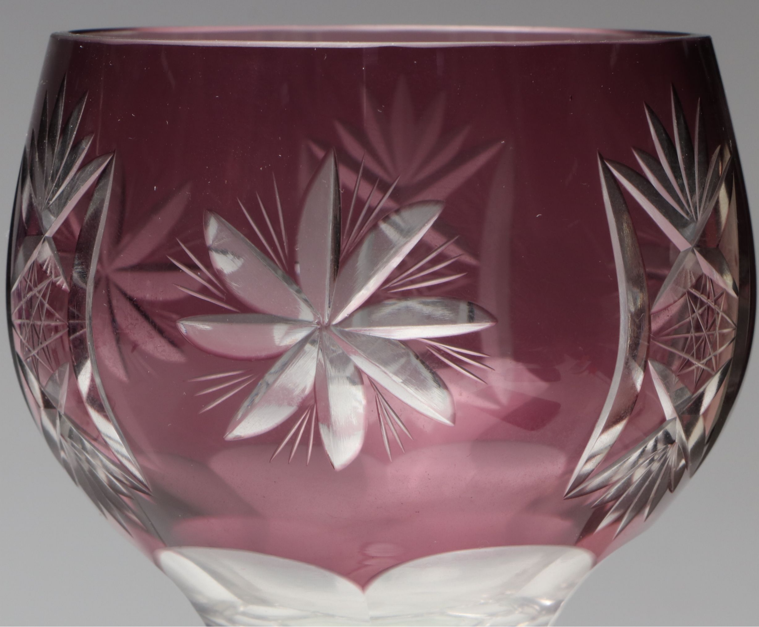 Vintage Cut Crystal Colorful Hock Wine Glasses