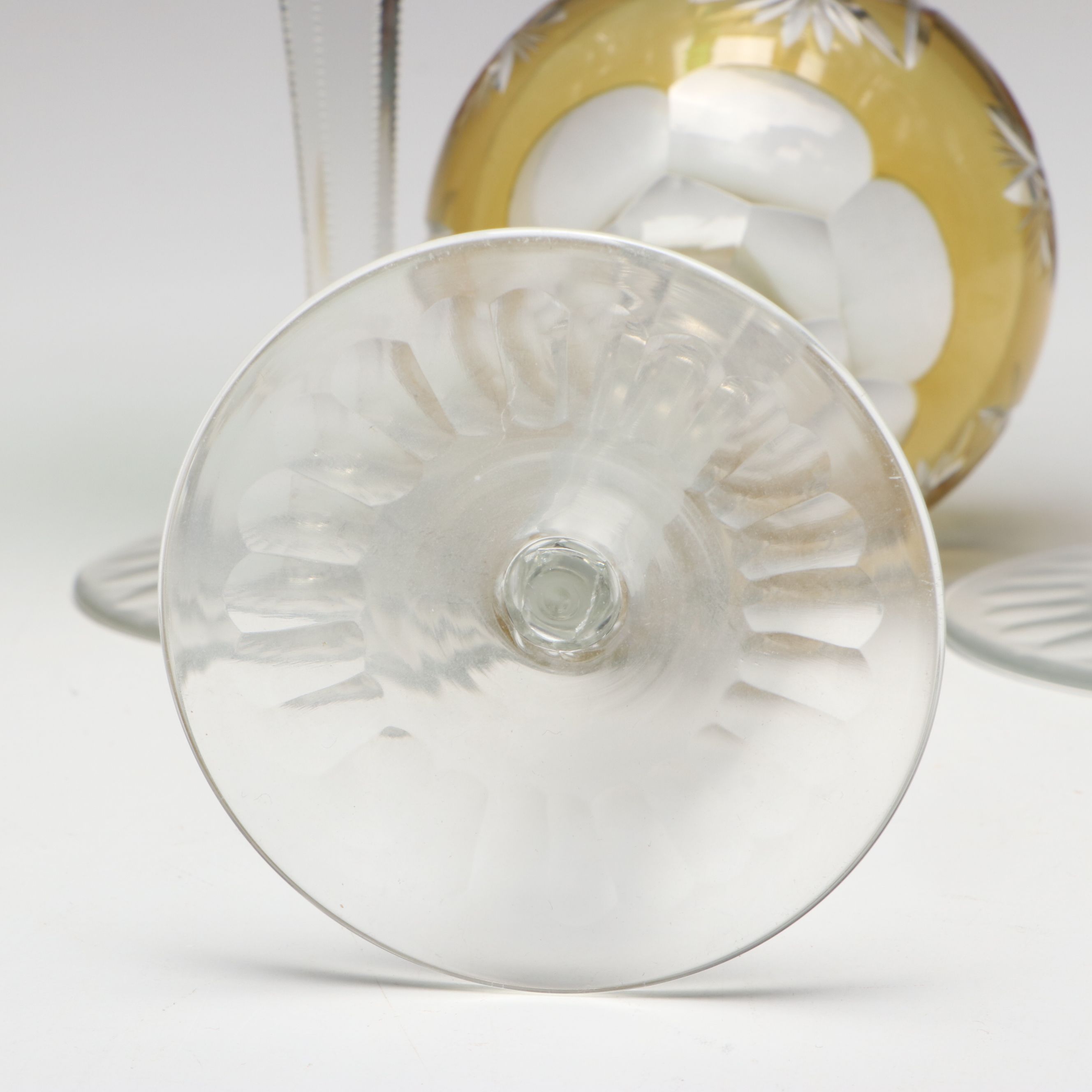 Vintage Cut Crystal Colorful Hock Wine Glasses