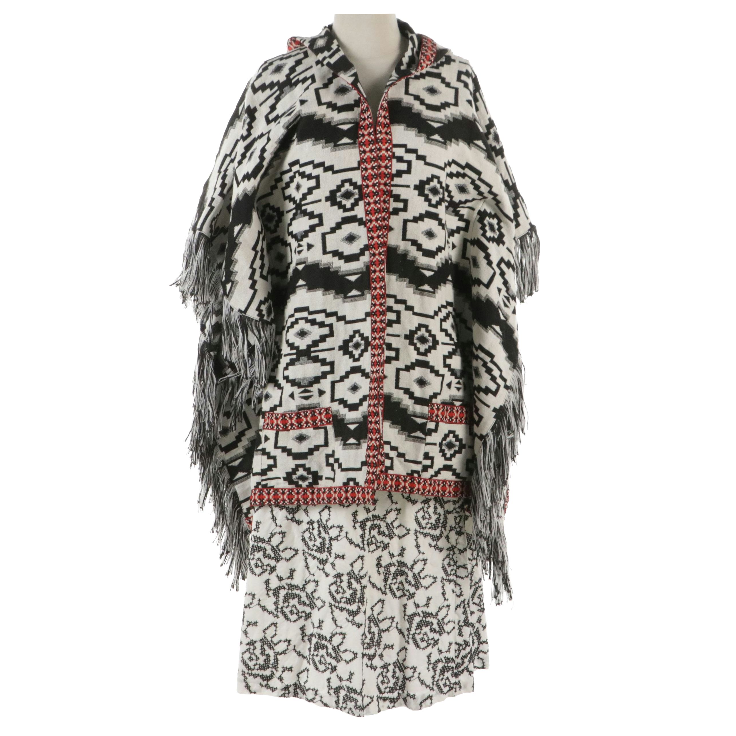 Michael Kors Flared Skirt, America & Beyond Hooded Ruana Wrap & Other Scarf