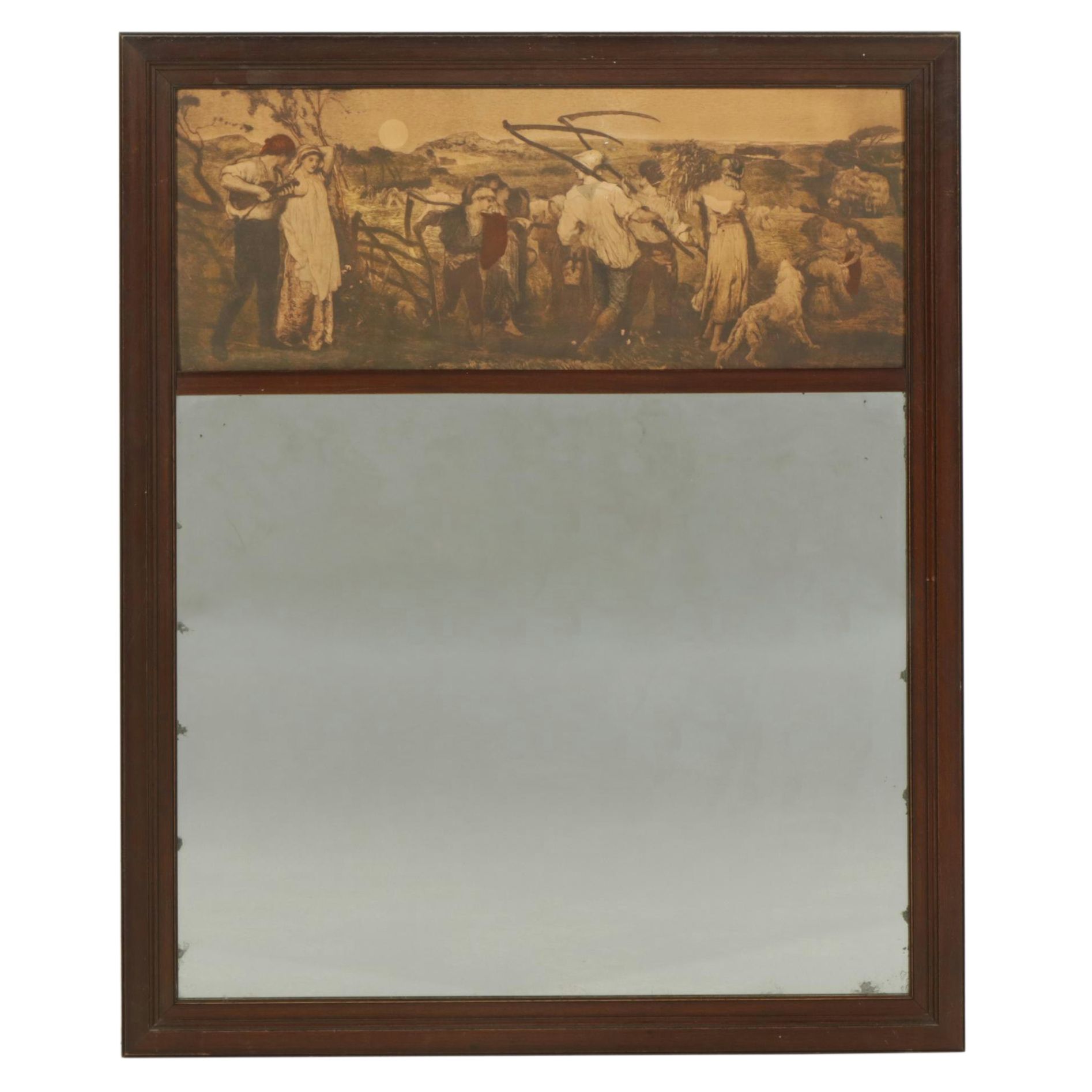 Framed Wall Mirror with Print "The Harvest Moon" by George Hemming Mason
