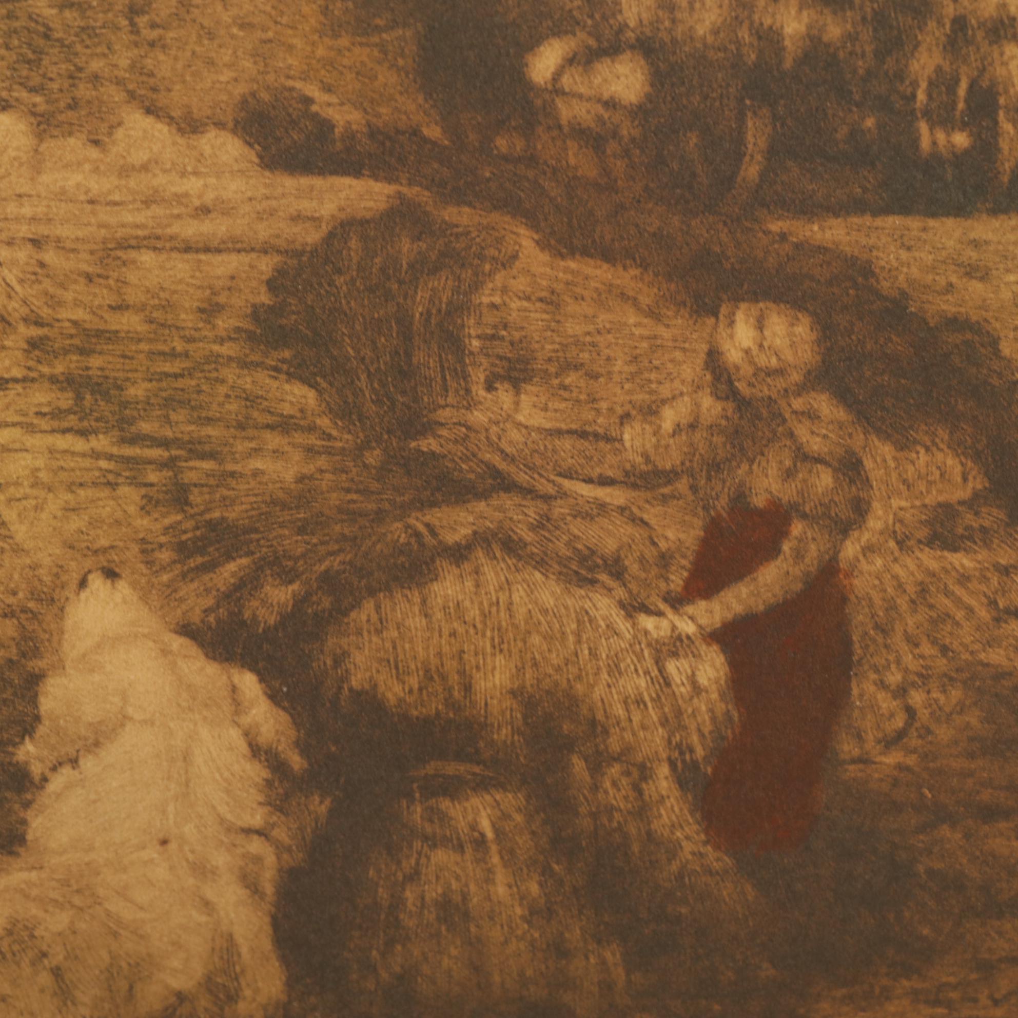 Framed Wall Mirror with Print "The Harvest Moon" by George Hemming Mason