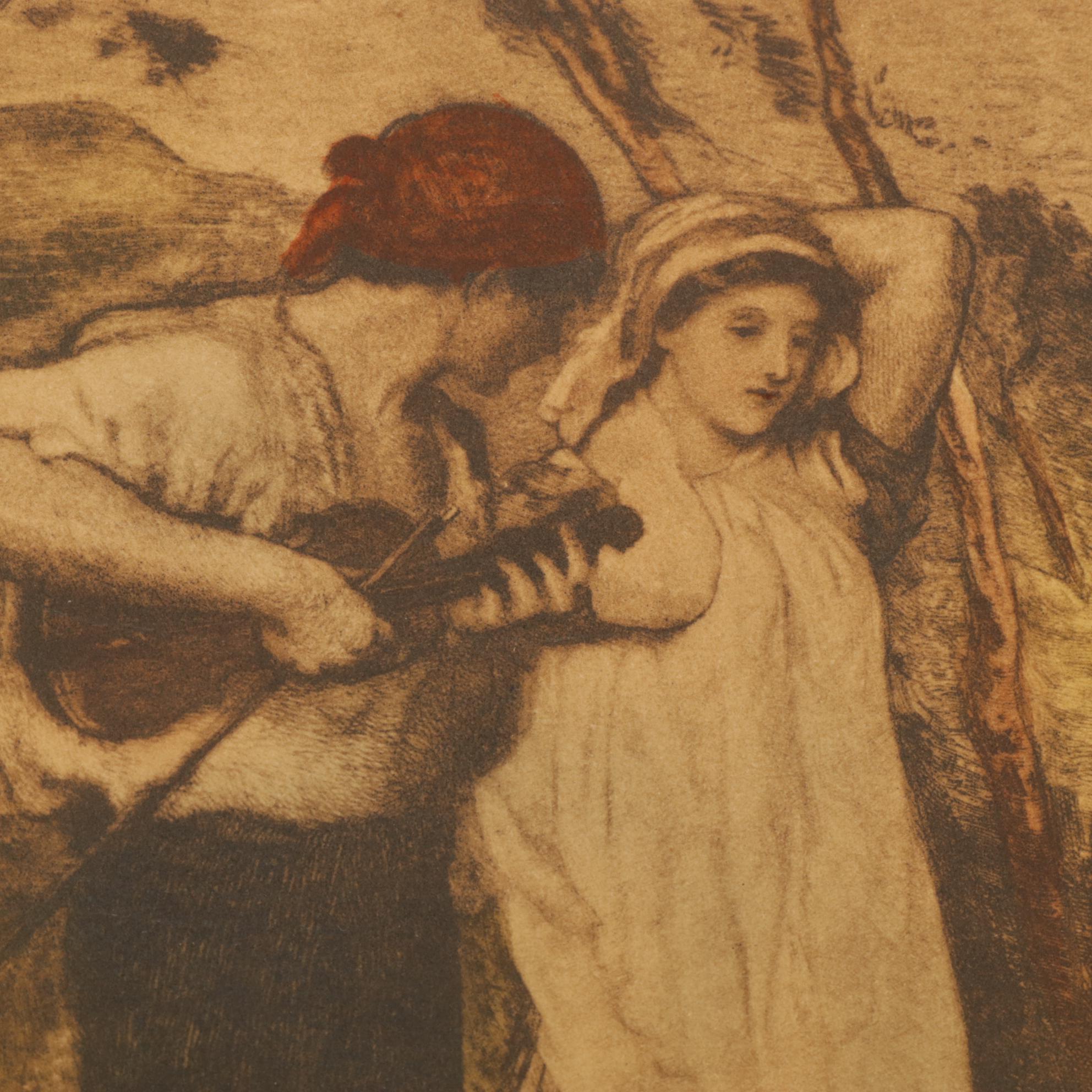 Framed Wall Mirror with Print "The Harvest Moon" by George Hemming Mason