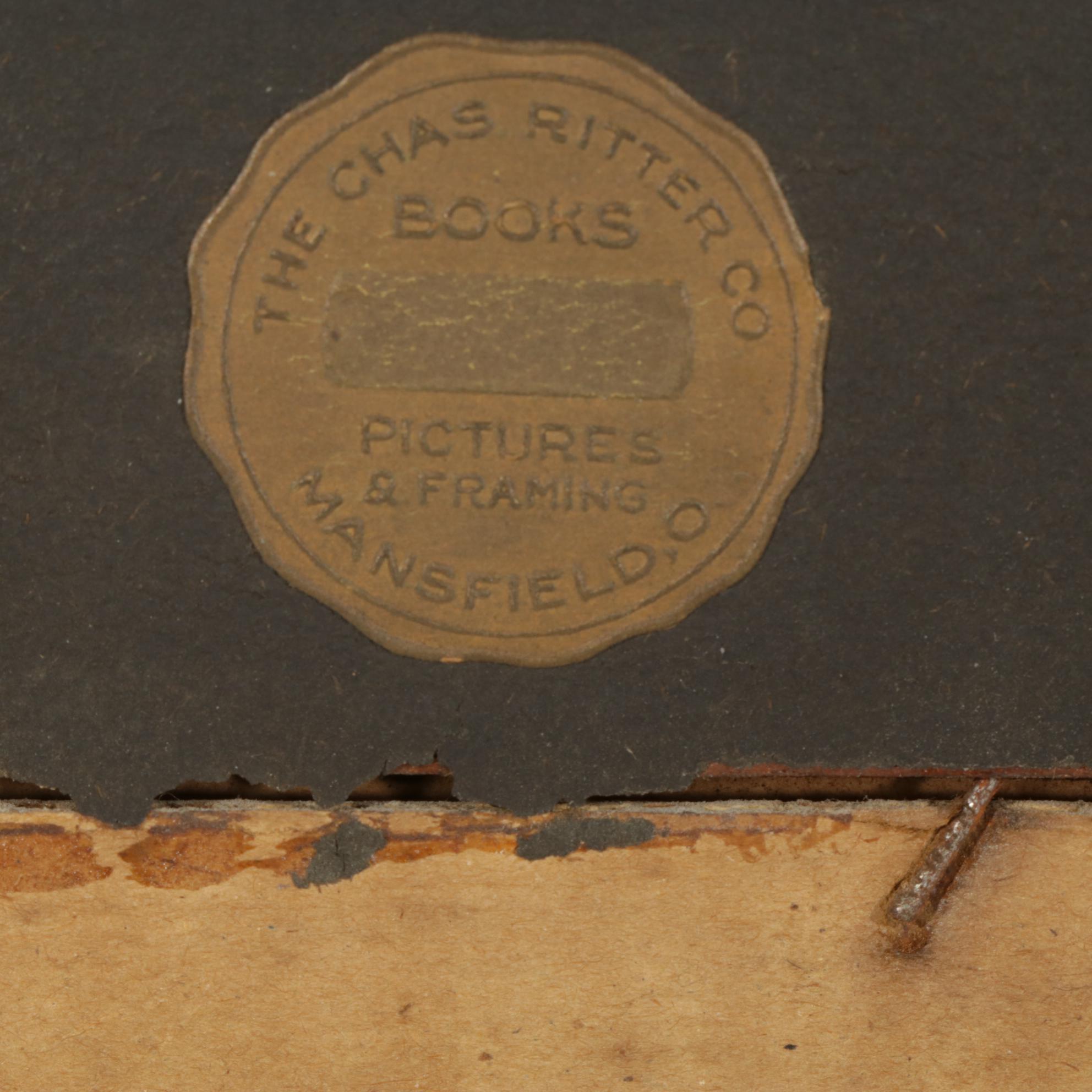 Framed Wall Mirror with Print "The Harvest Moon" by George Hemming Mason