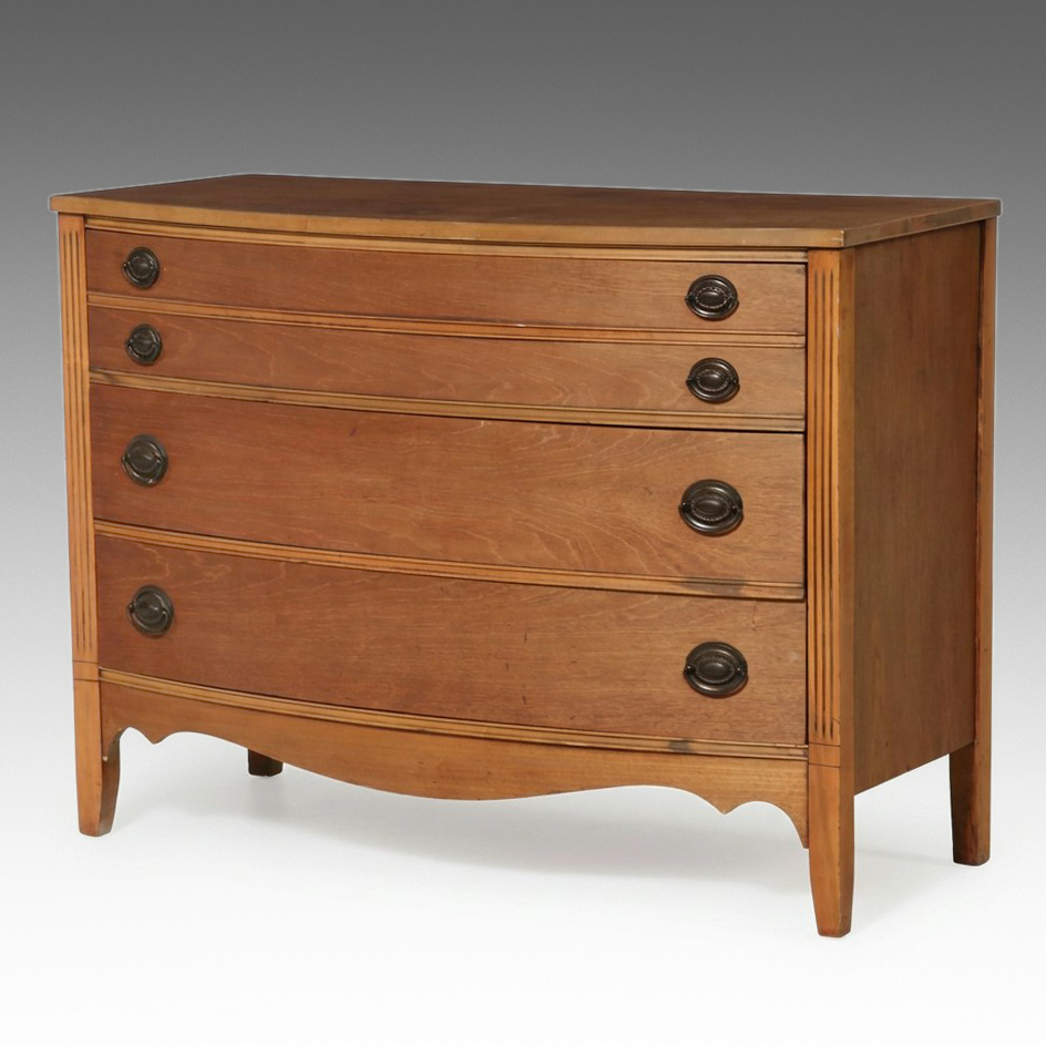 Hepplewhite Style Cherry Bowfront Chest of Drawers, 19th Century