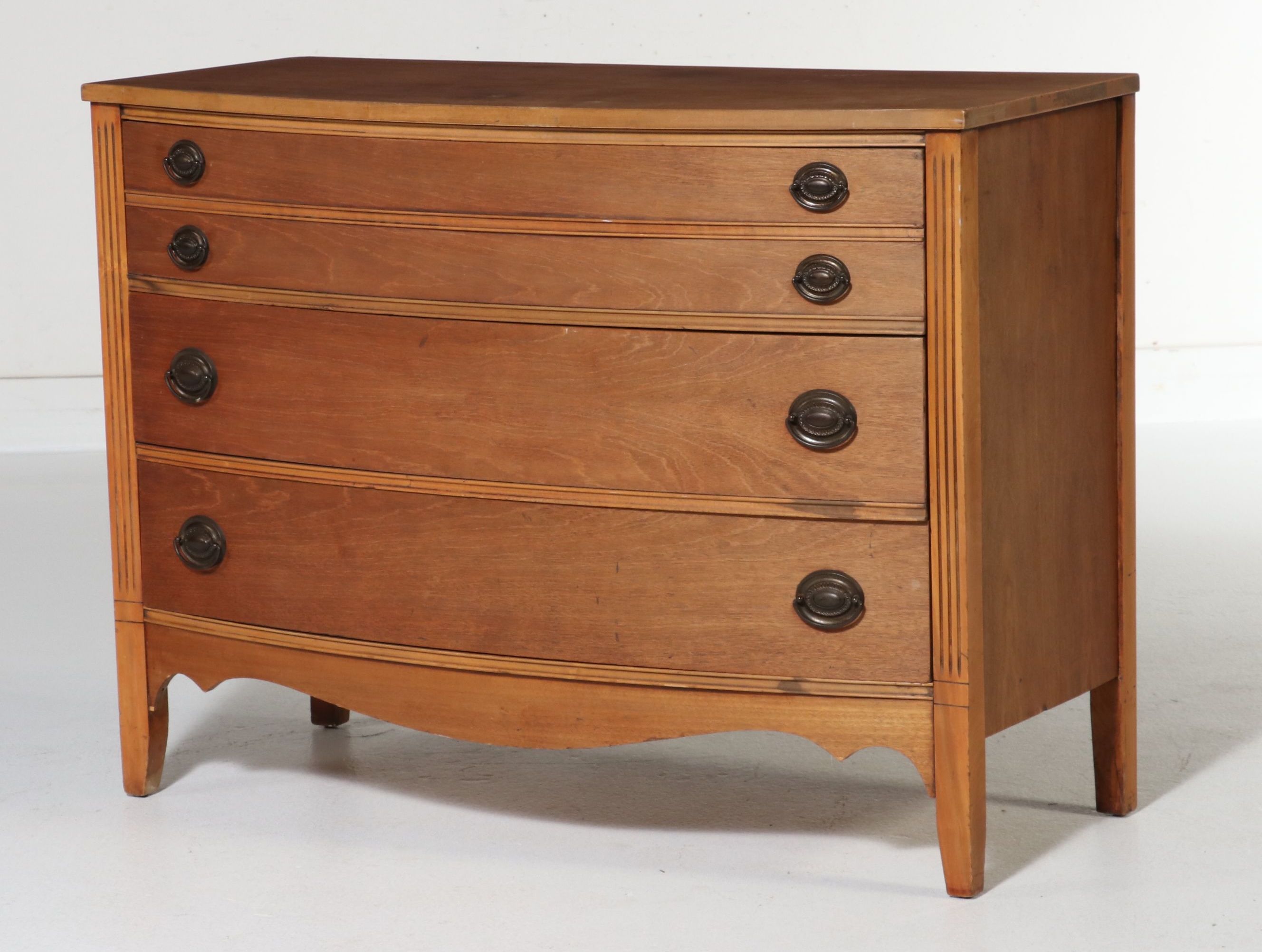 Hepplewhite Style Cherry Bowfront Chest of Drawers, 19th Century