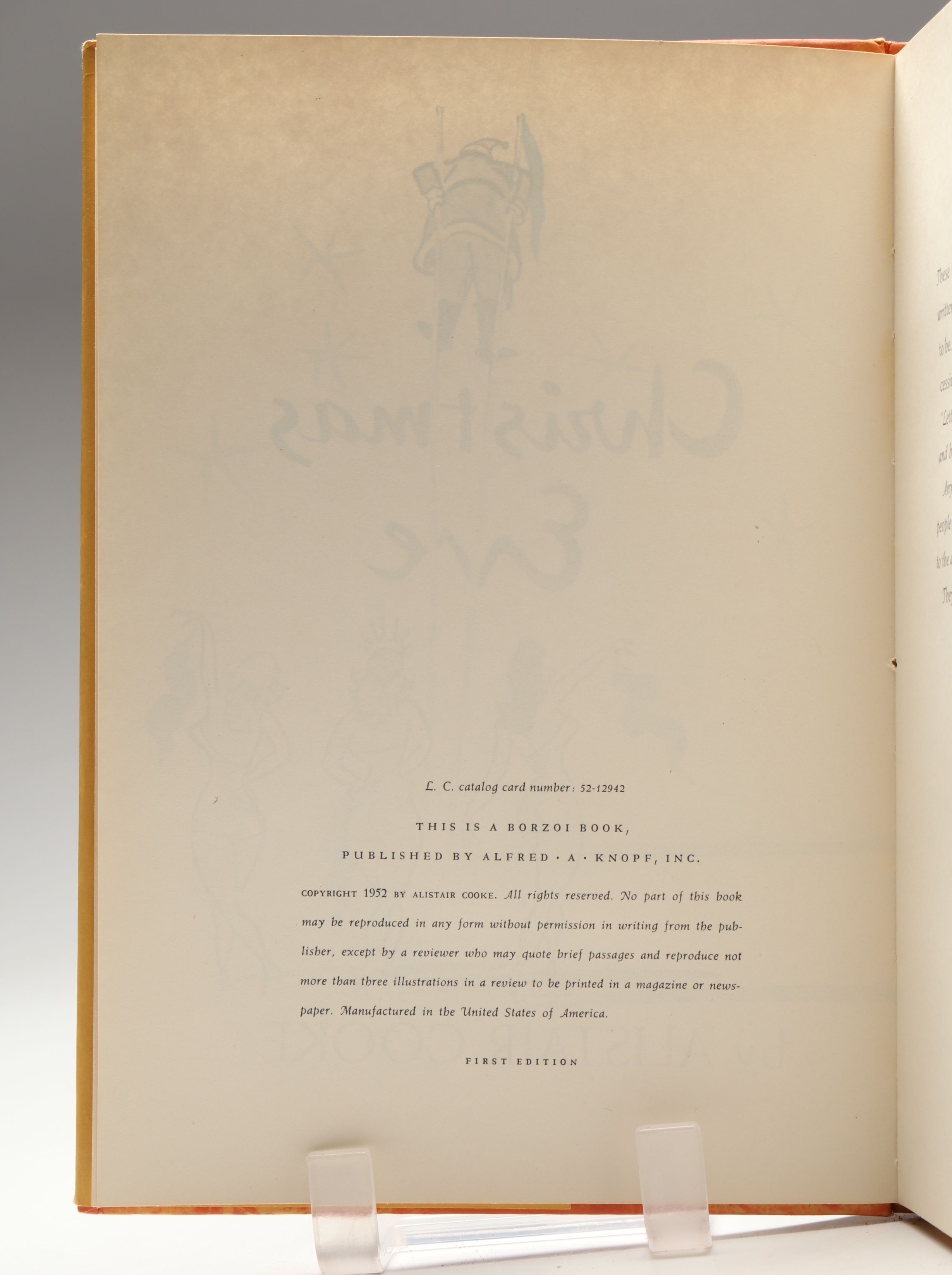 First Edition "Christmas Eve" by Alistair Cooke with "Miracle on 34th Street"