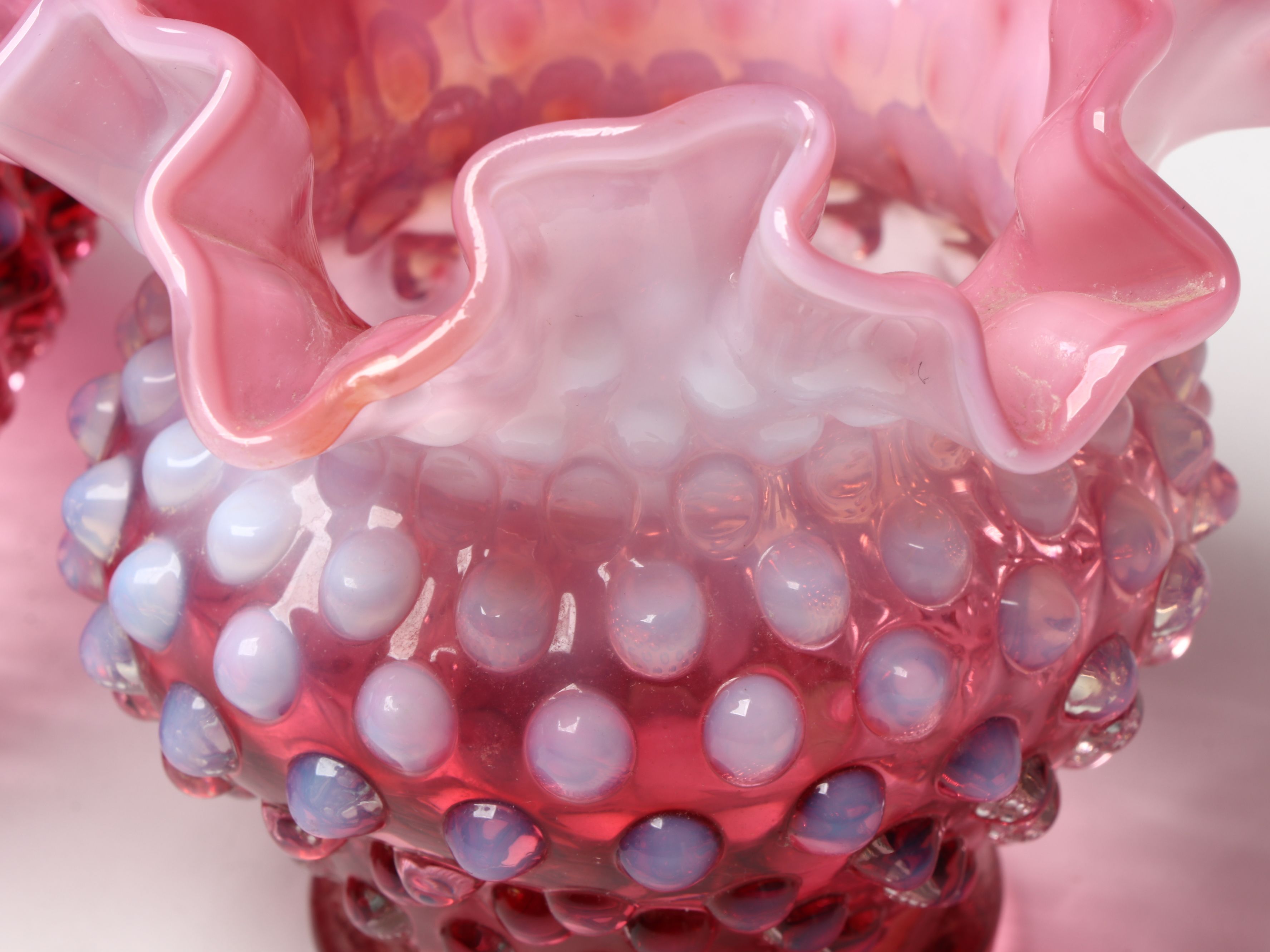 Fenton Cranberry Hobnail Vase, Hand-Painted Cranberry Glass Basket Vase and More