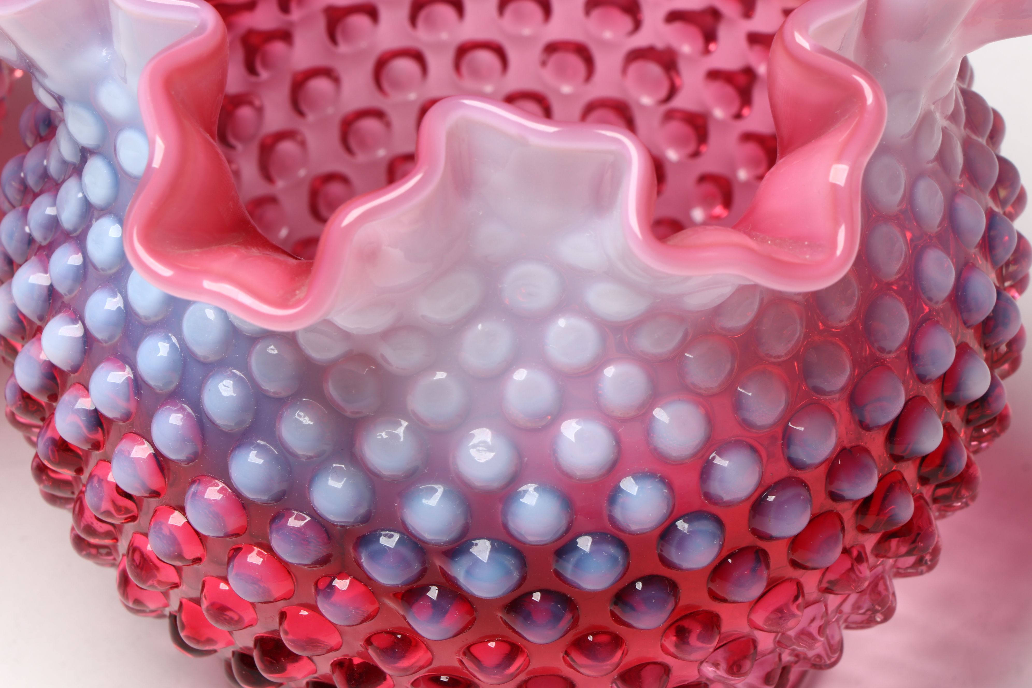 Fenton Cranberry Hobnail Vase, Hand-Painted Cranberry Glass Basket Vase and More