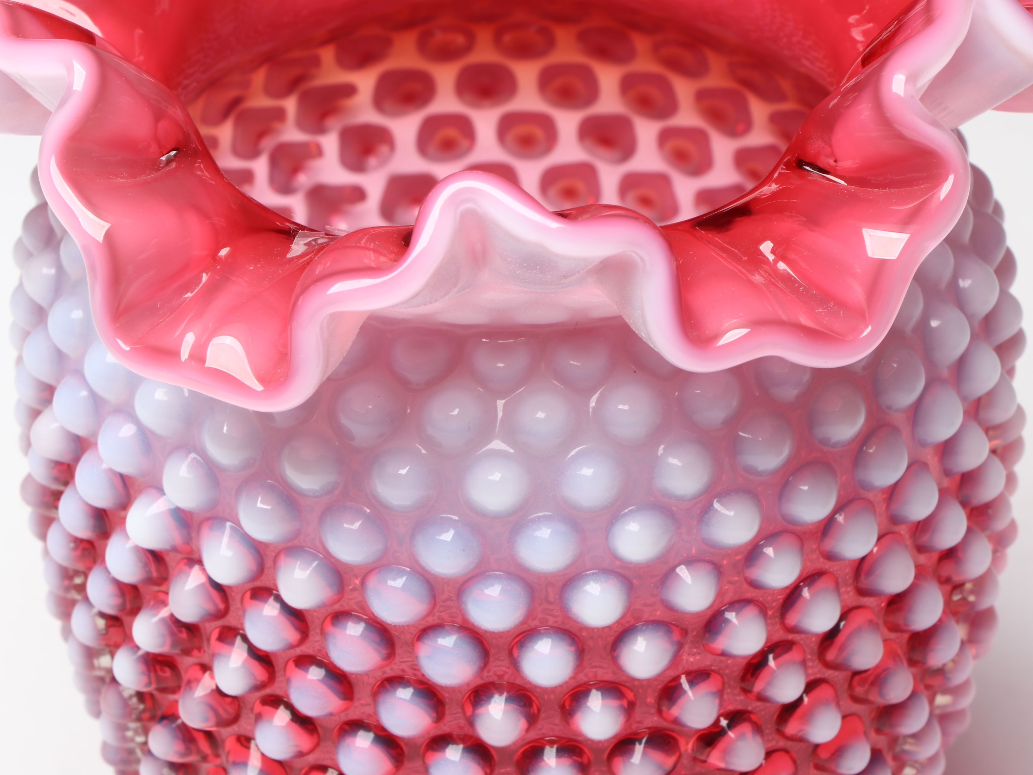 Fenton Cranberry Hobnail Vase, Hand-Painted Cranberry Glass Basket Vase and More