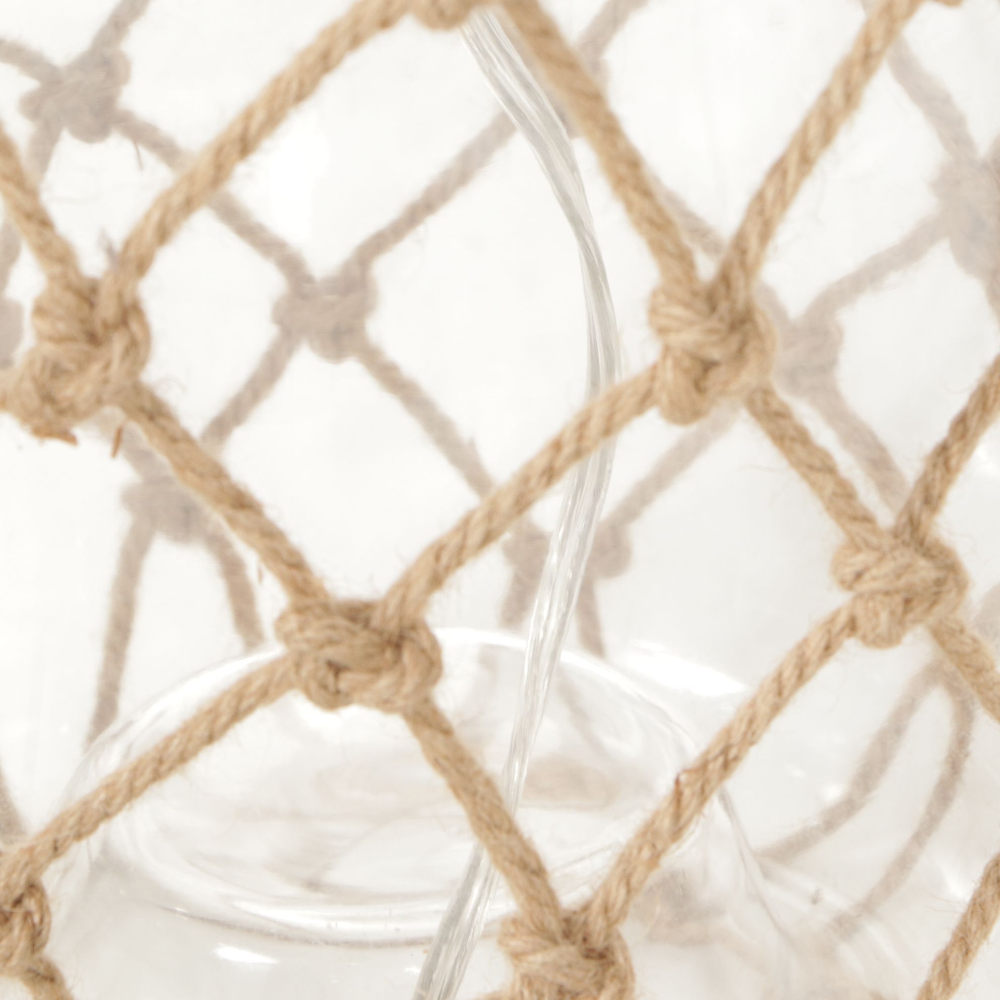 Nautical Style Glass Bottle and Net Rope Table Lamp, Drum Shade