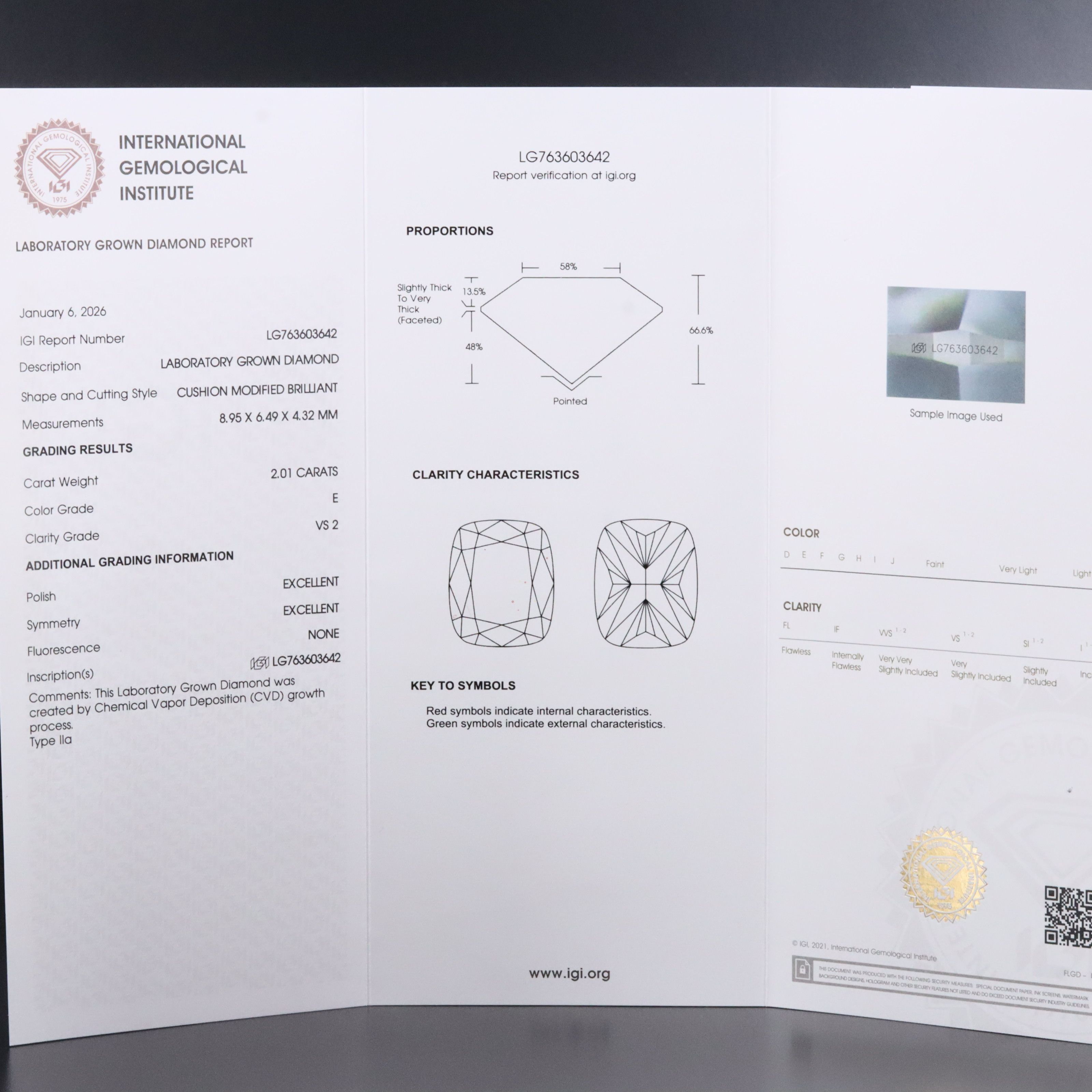 Loose 4.02 CTW Matched Pair Lab Grown Diamonds with IGI Reports