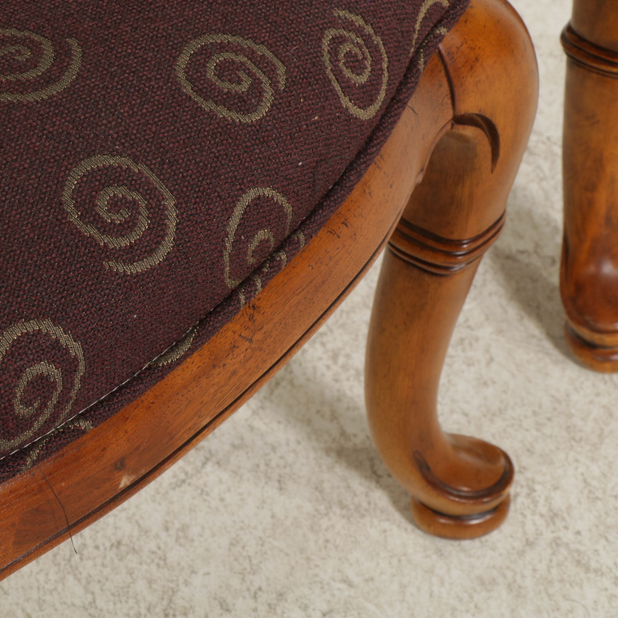 Six Thomasville "British Gentry Collection" Walnut and Burl Wood Dining Chairs