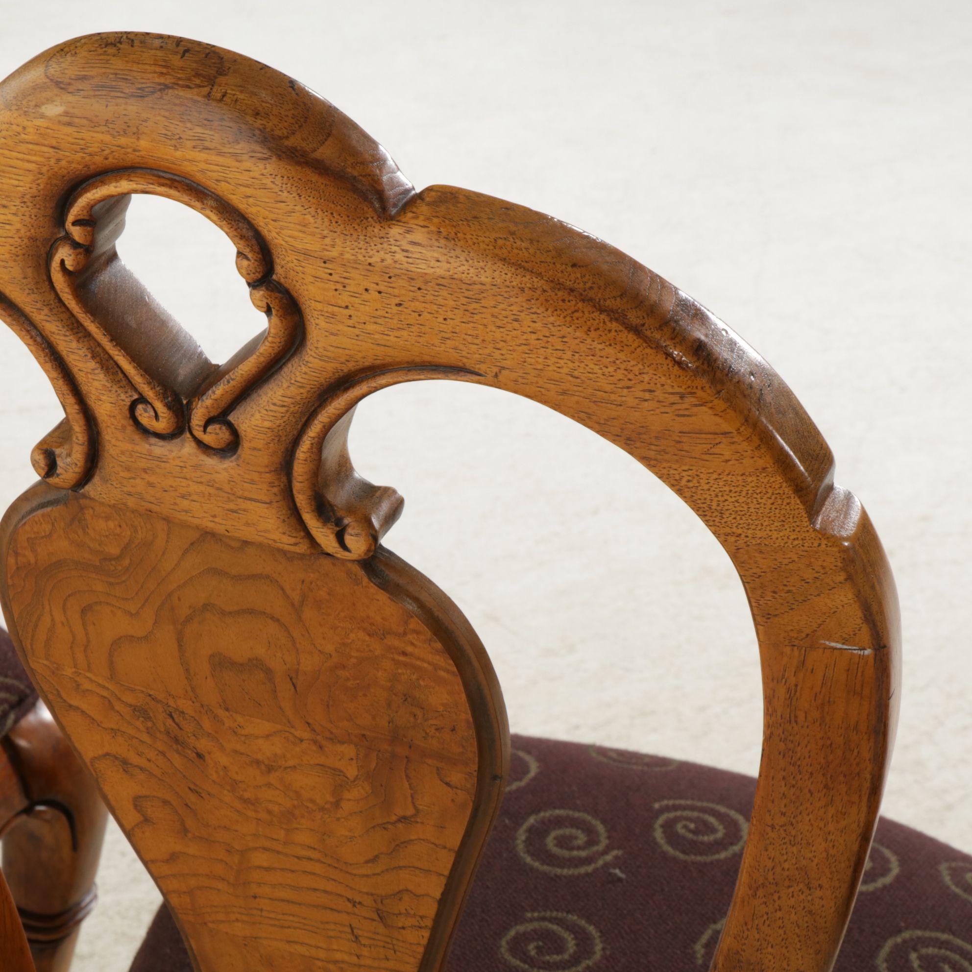 Six Thomasville "British Gentry Collection" Walnut and Burl Wood Dining Chairs