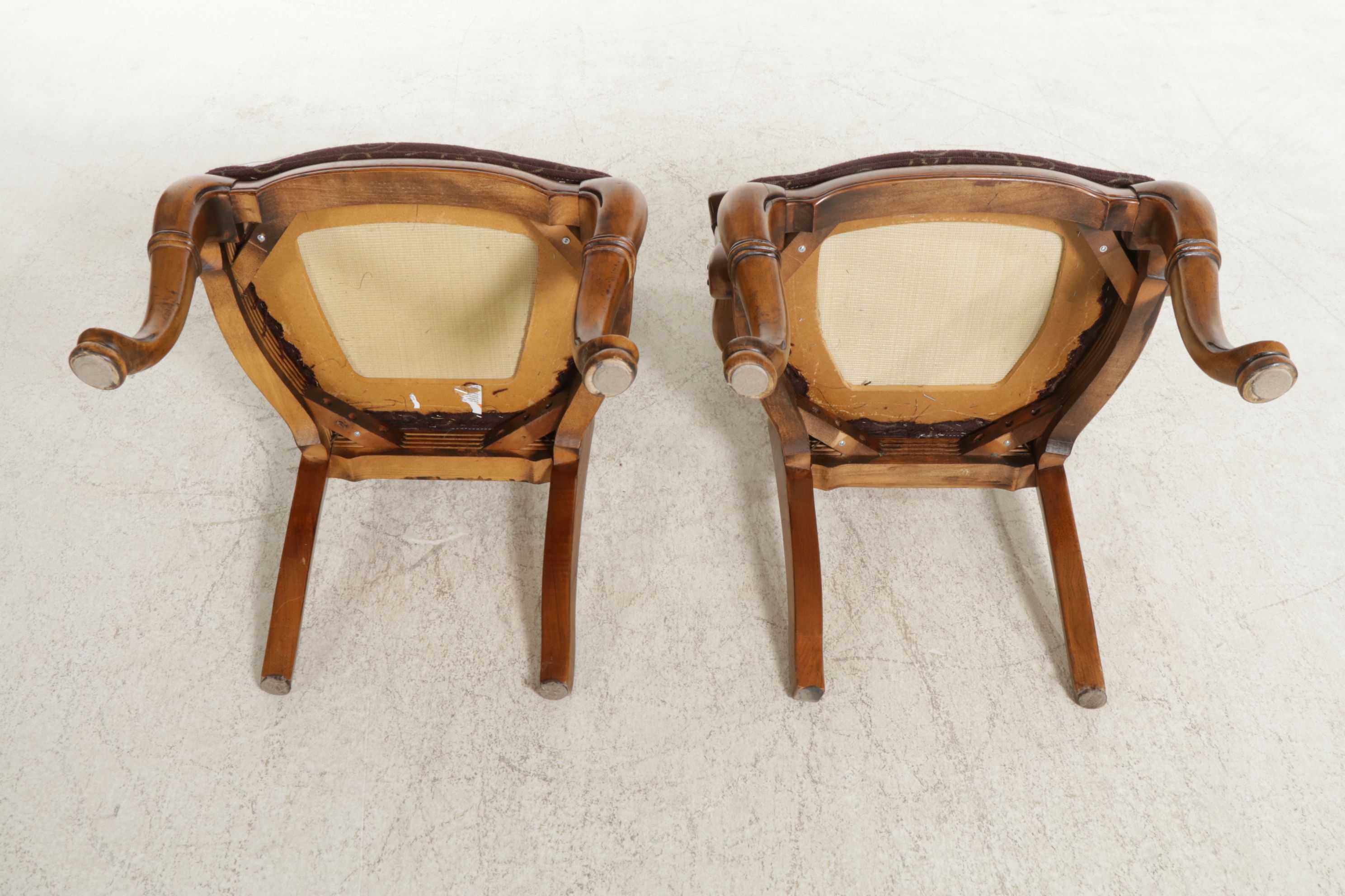 Six Thomasville "British Gentry Collection" Walnut and Burl Wood Dining Chairs