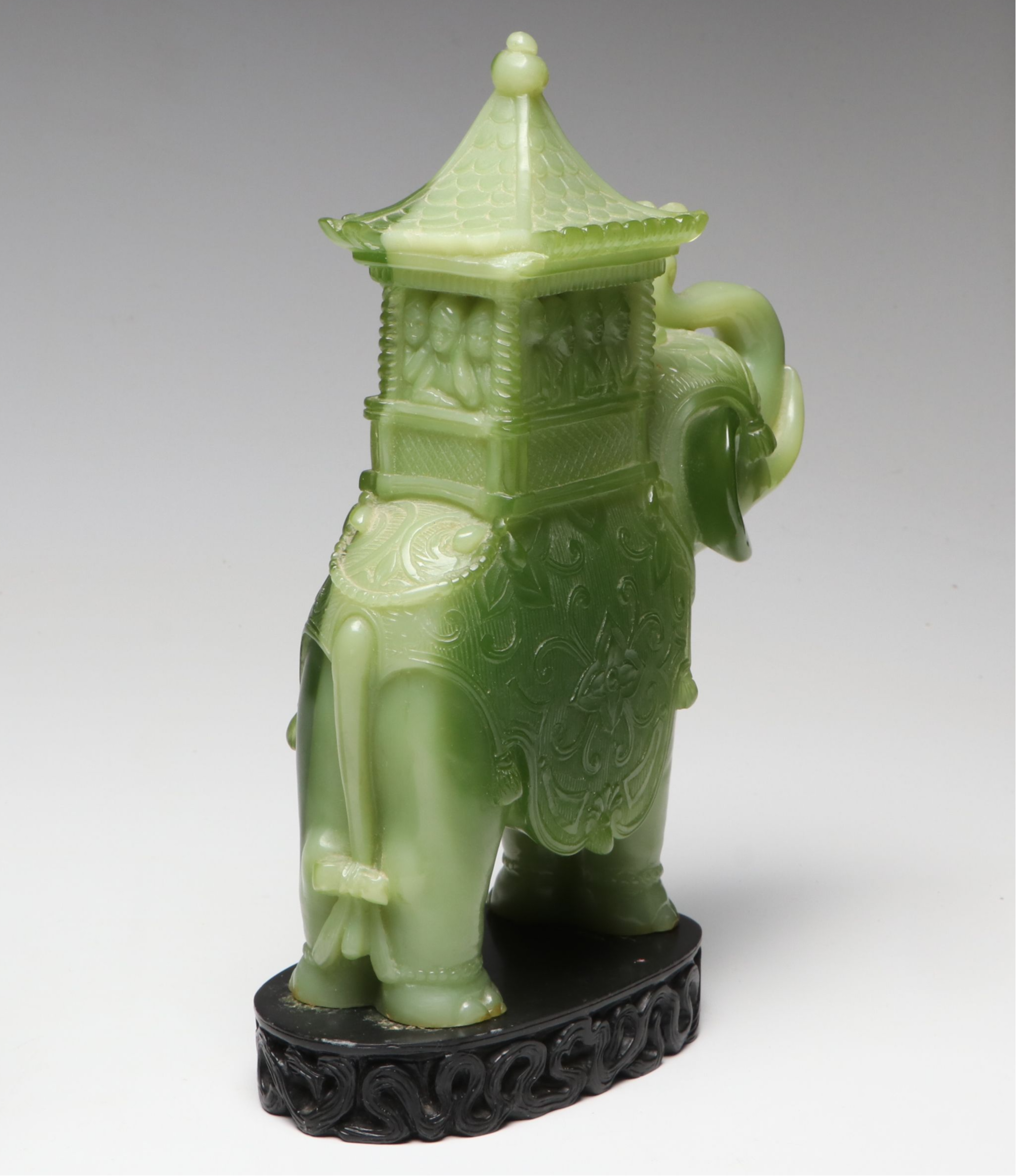 Chinese Resin Galloping Horse Figure with Resin and Glass Elephant Figures