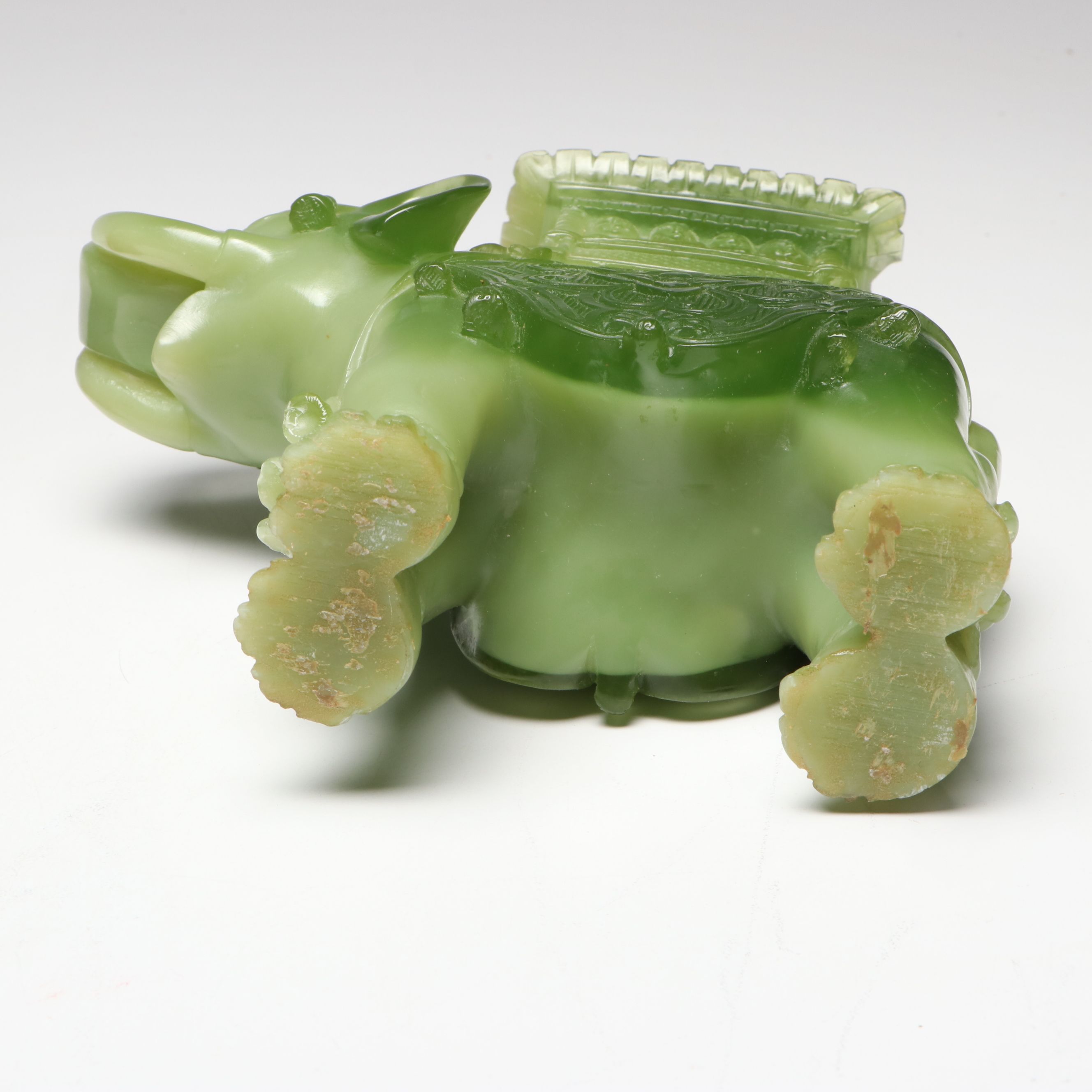 Chinese Resin Galloping Horse Figure with Resin and Glass Elephant Figures