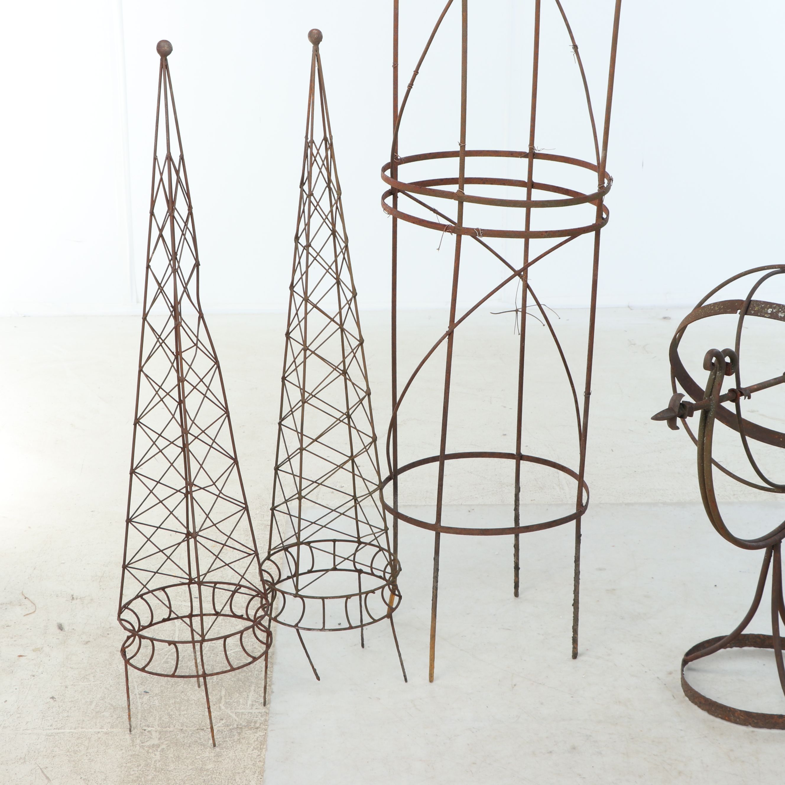 Ironwork Armillary Sundial with Garden Trellises