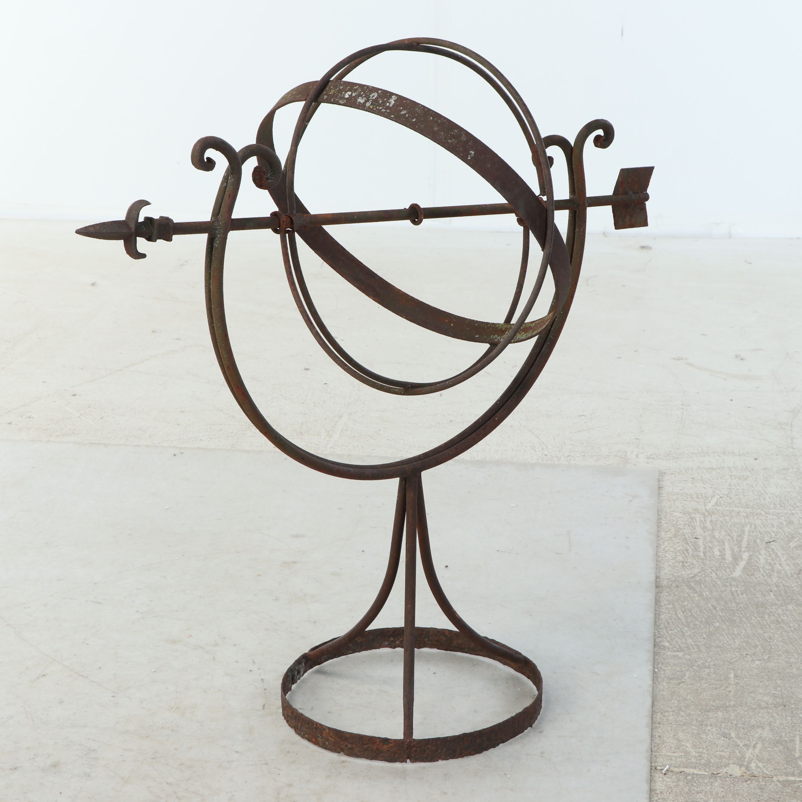 Ironwork Armillary Sundial with Garden Trellises
