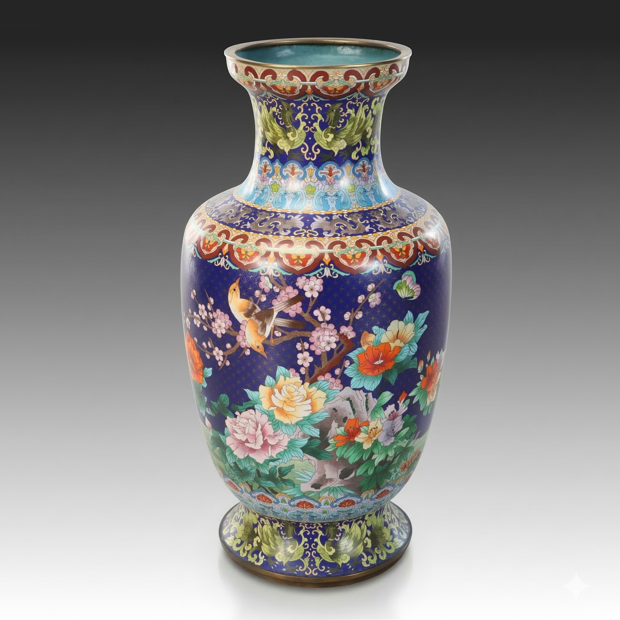 Chinese Cloisonné Enameled Floor Vase