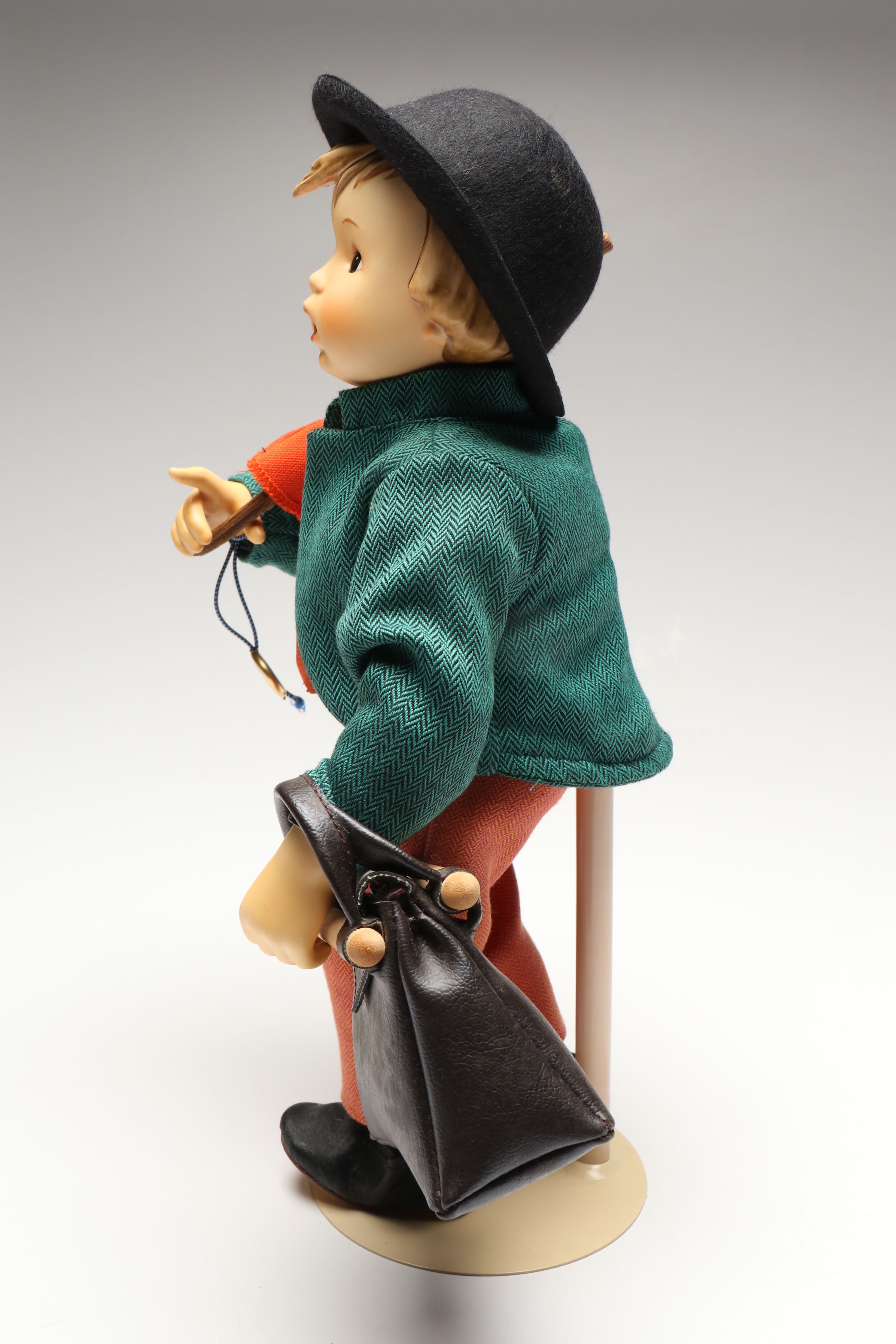 Goebel Hummel "Merry Wanderer" Porcelain Doll with Shelf Sitter, Late 20th C.