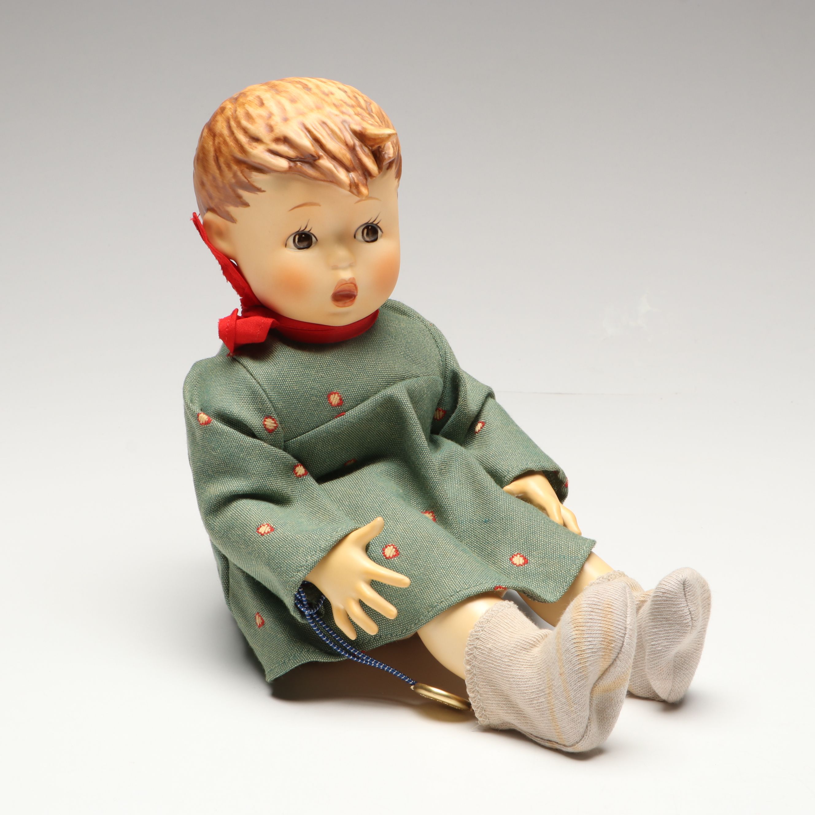 Goebel Hummel "Merry Wanderer" Porcelain Doll with Shelf Sitter, Late 20th C.