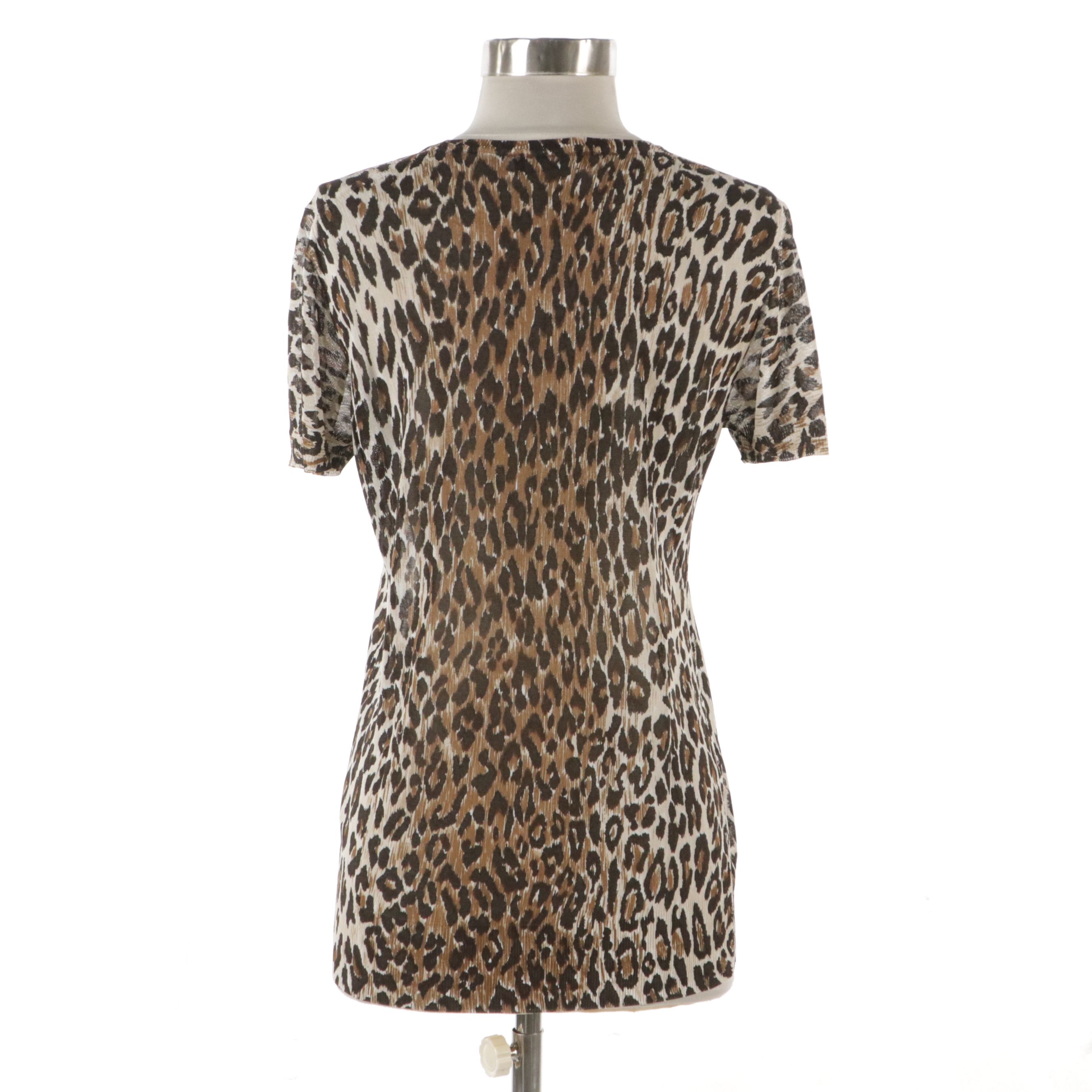 Dolce & Gabbana Leopard Print Stretchy Short Sleeve Top