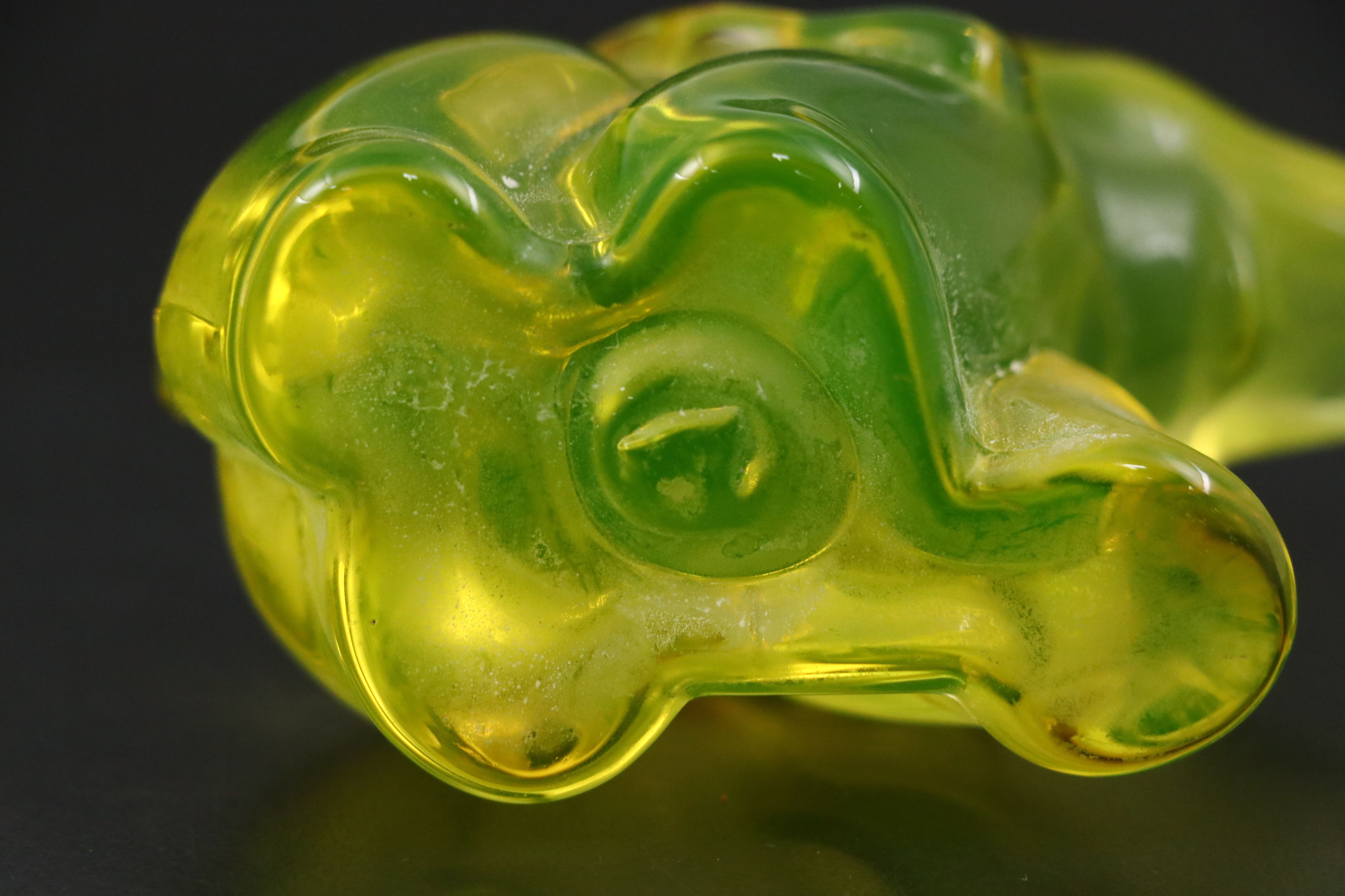 Vintage Uranium Glass Plate and Vase with Other Uranium Glass Tableware