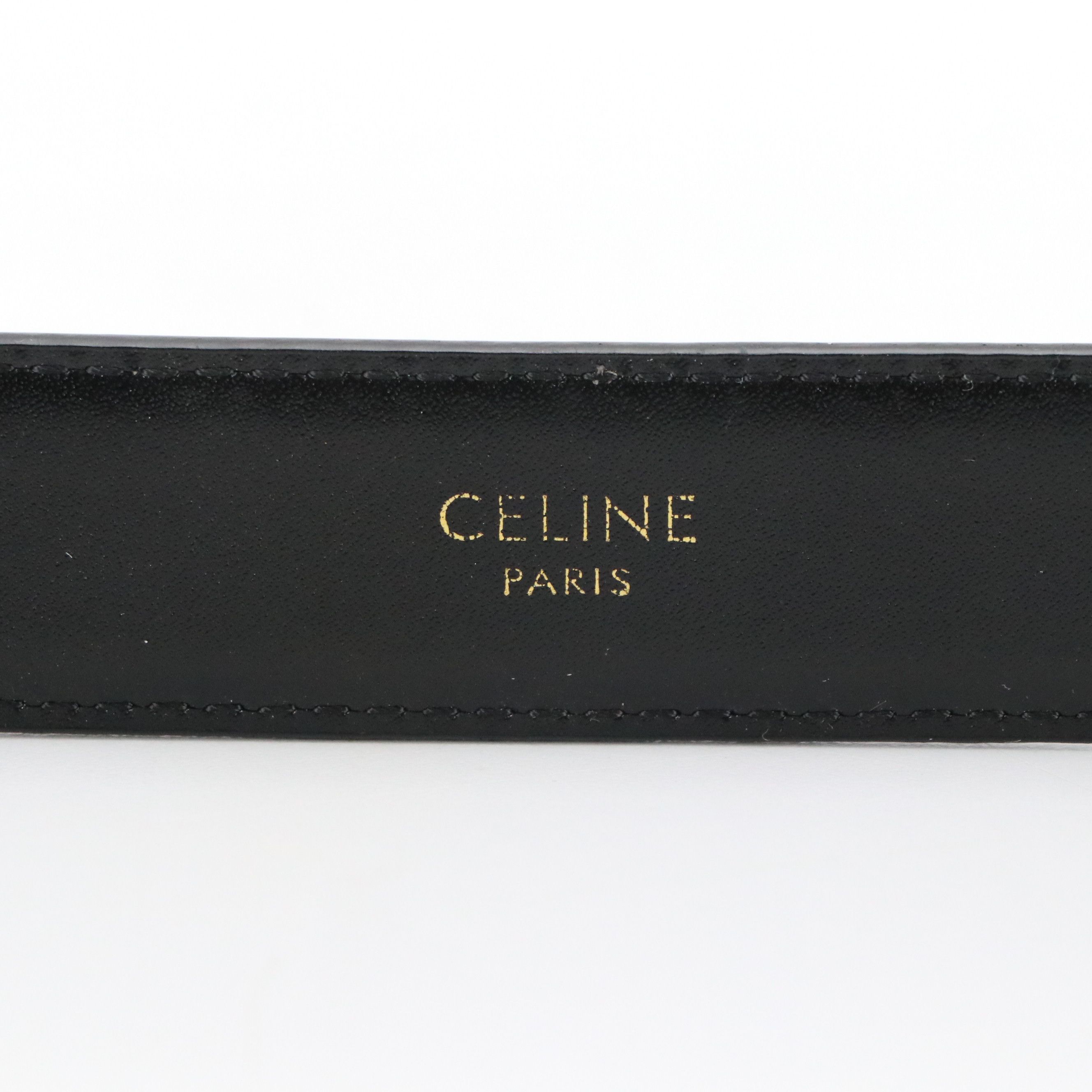 Celine Triomphe 25mm Belt in Black Taurillon Leather