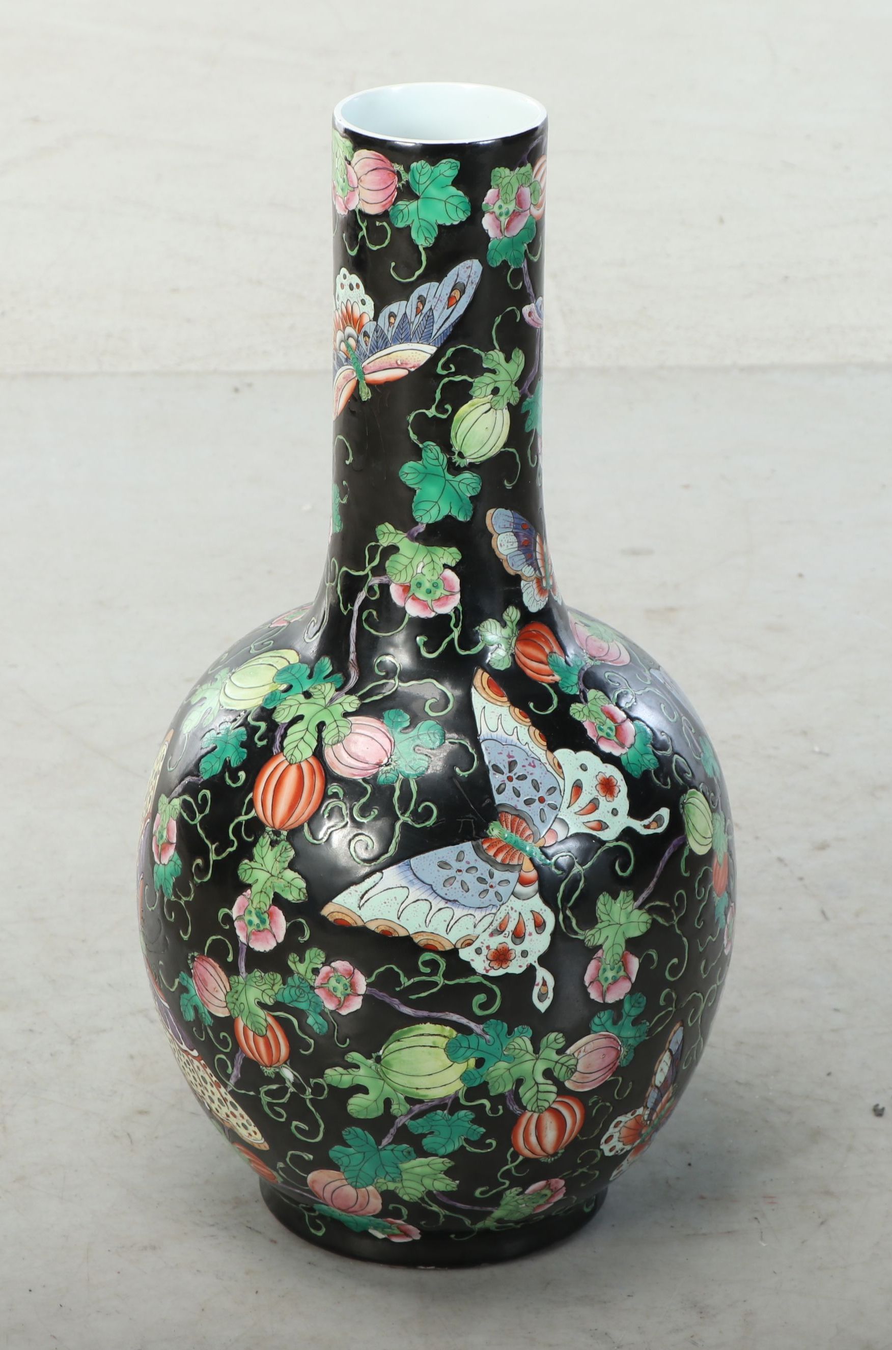 Chinese Famille Noire Enameled Butterfly Vase