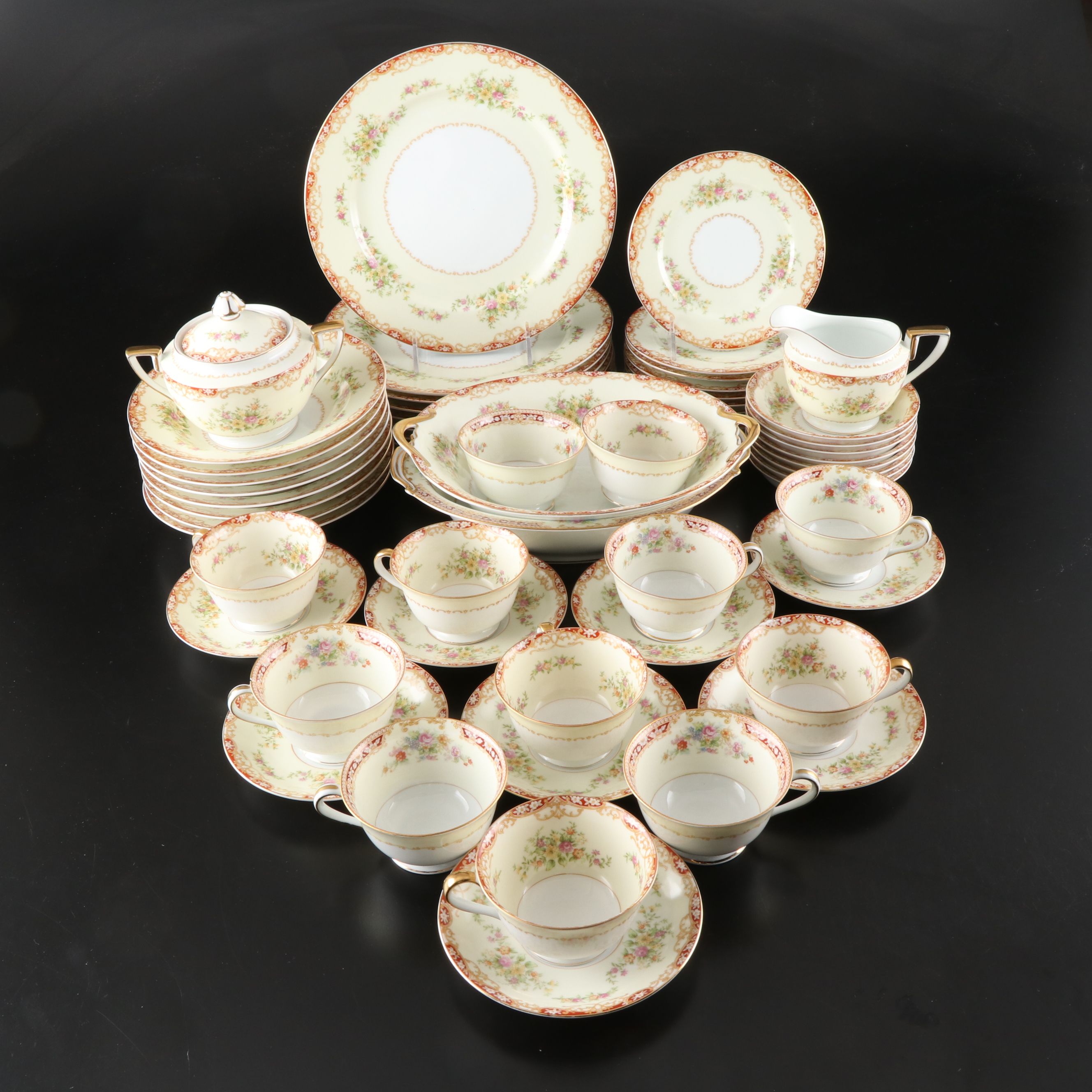 Noritake Floral  Porcelain Dinnerware, Mid to Late 20th Century