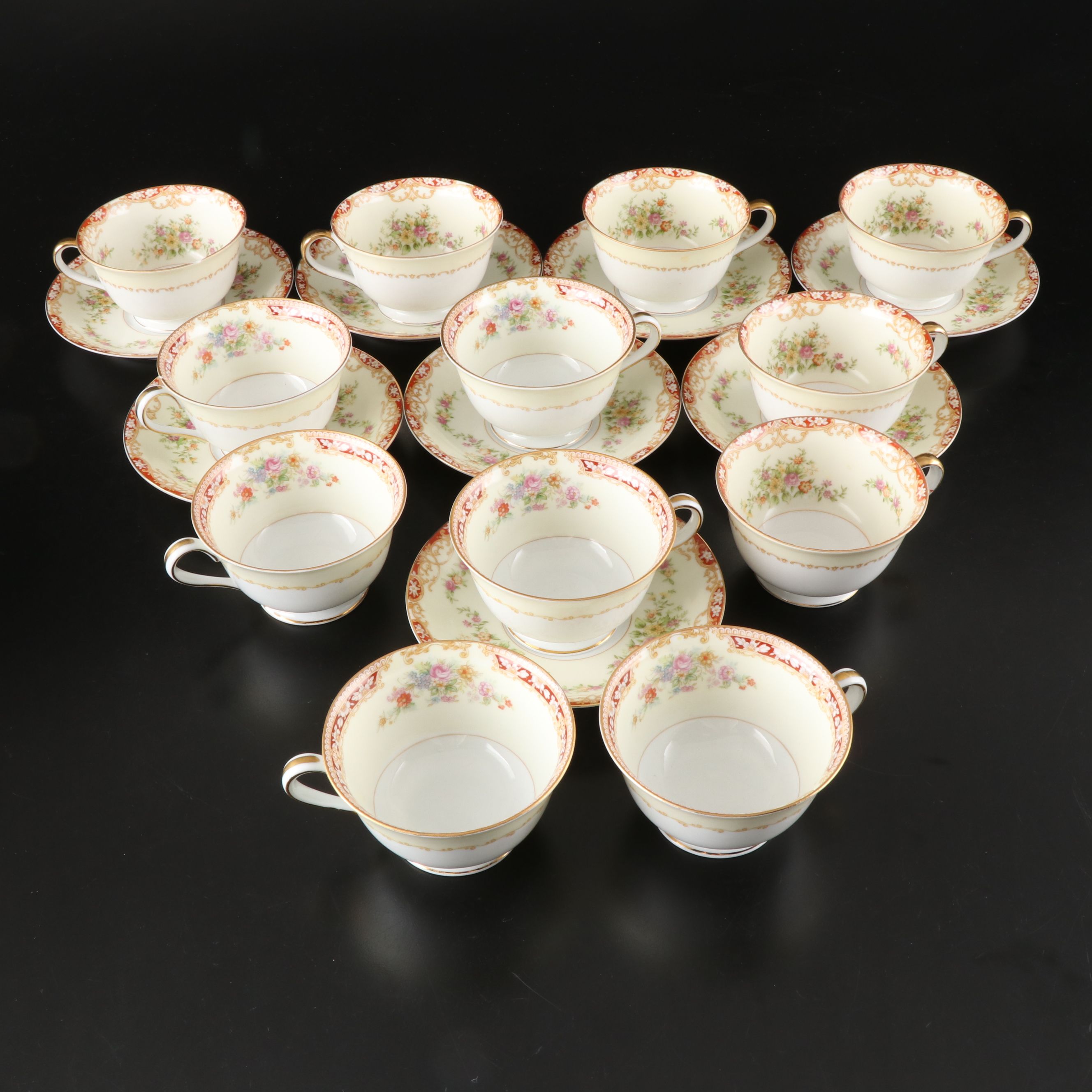 Noritake Floral  Porcelain Dinnerware, Mid to Late 20th Century