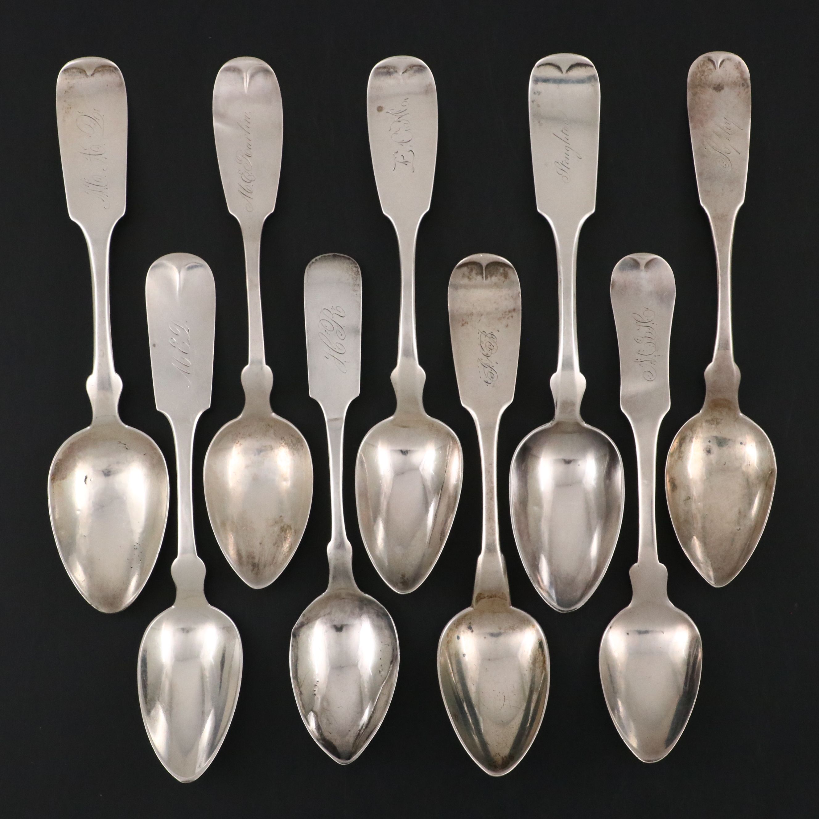 L. Nowlin, Hoard & Avery with Other American Coin Silver Fiddlehead Spoons