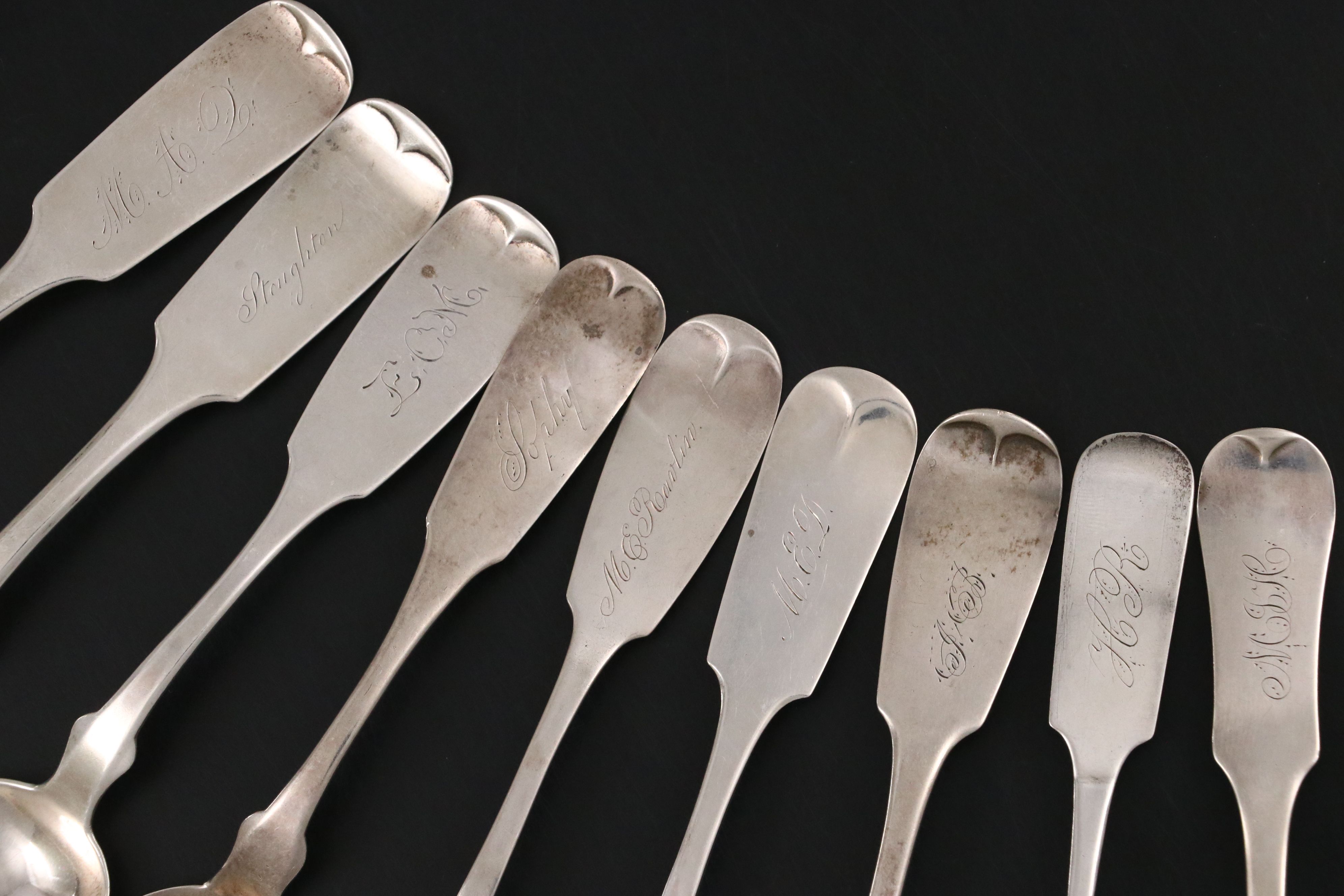 L. Nowlin, Hoard & Avery with Other American Coin Silver Fiddlehead Spoons