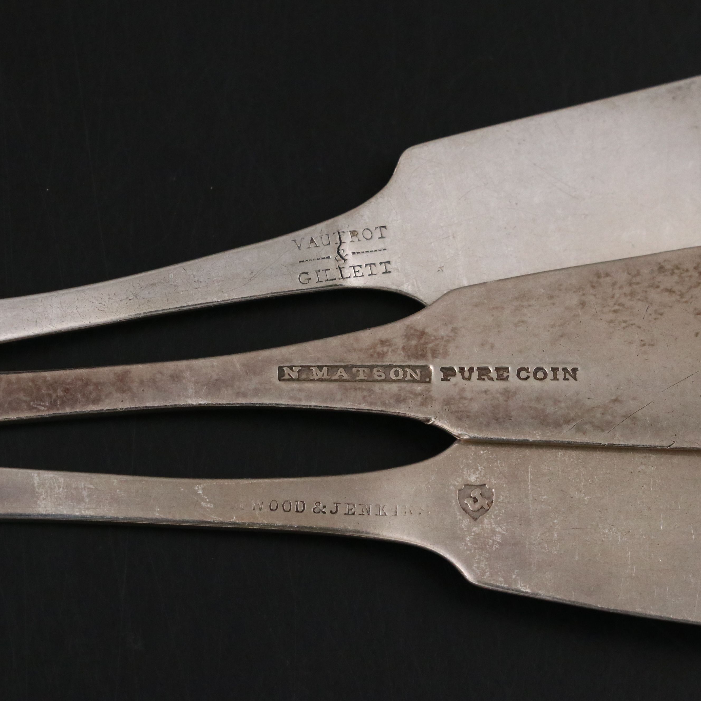 L. Nowlin, Hoard & Avery with Other American Coin Silver Fiddlehead Spoons