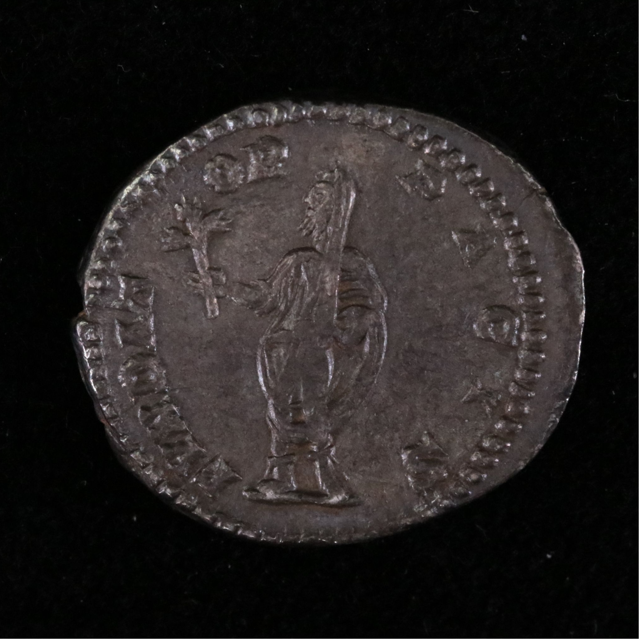Ancient Roman Imperilal AR Denarius Coin of Septimius Severus, ca. 200 A.D.
