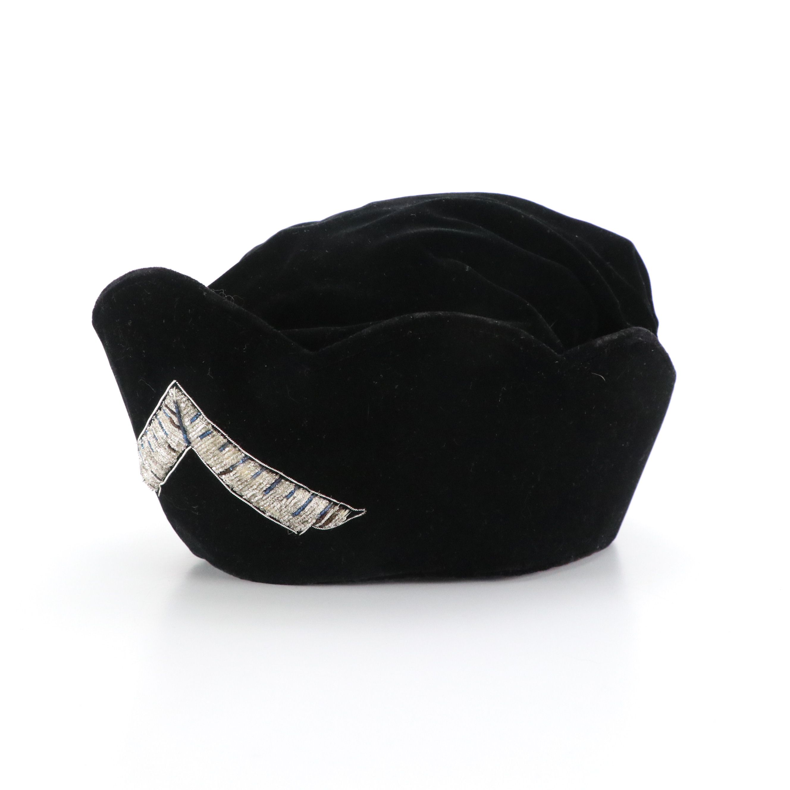 Vintage Cincinnati Regalia Black Beaded Velvet Master's Hat