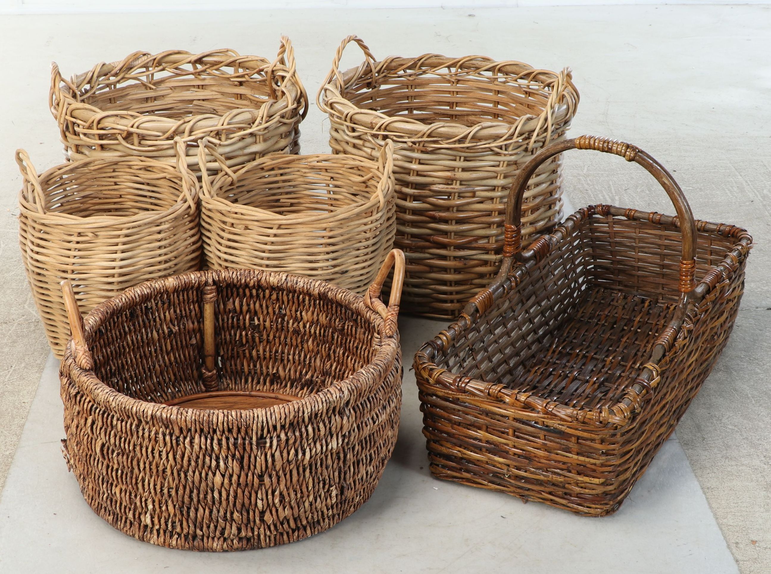 Rustic Woven Rattan and Wicker Baskets