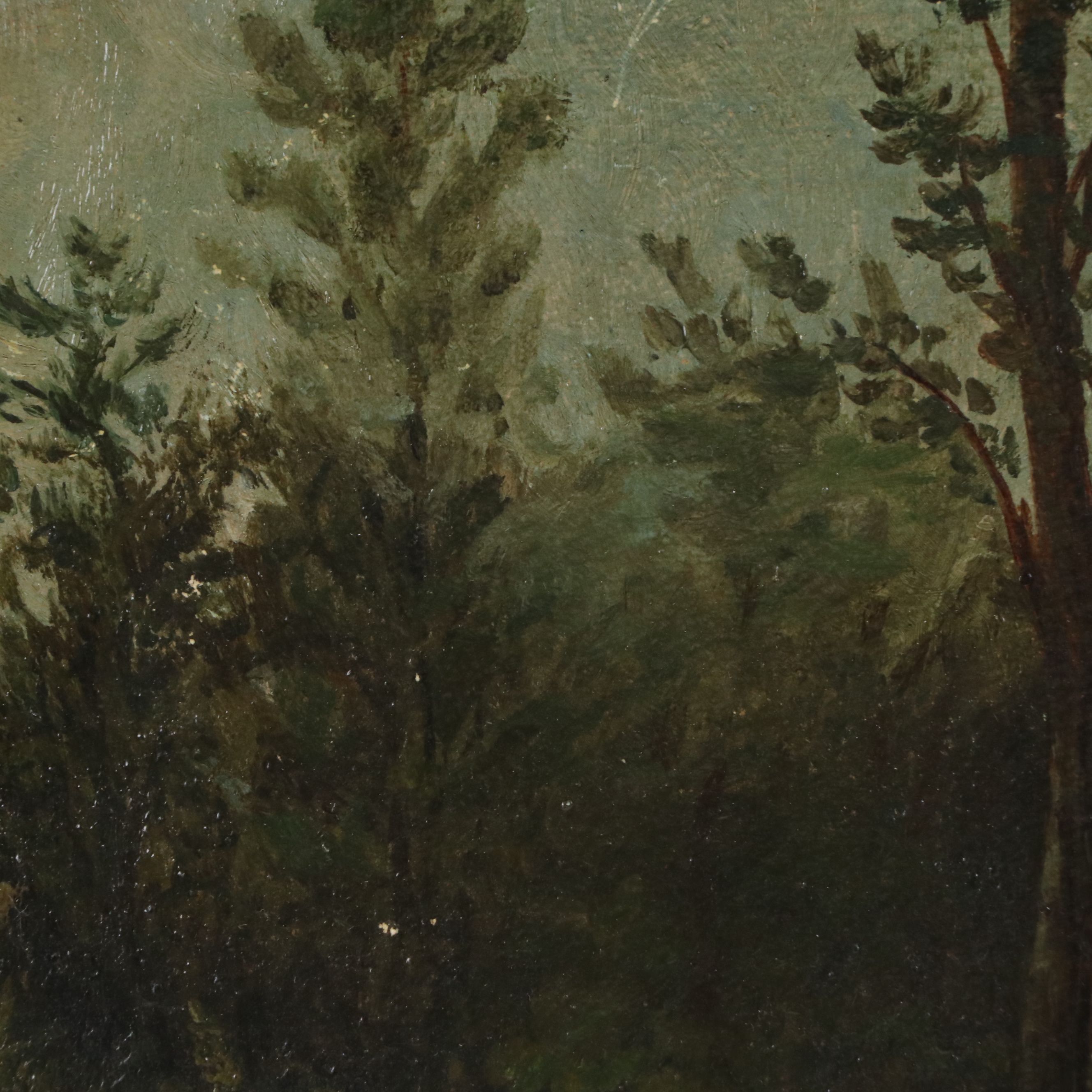 Victorian Hobbyist Oil Painting of Rock Wall in Landscape, Circa 1900