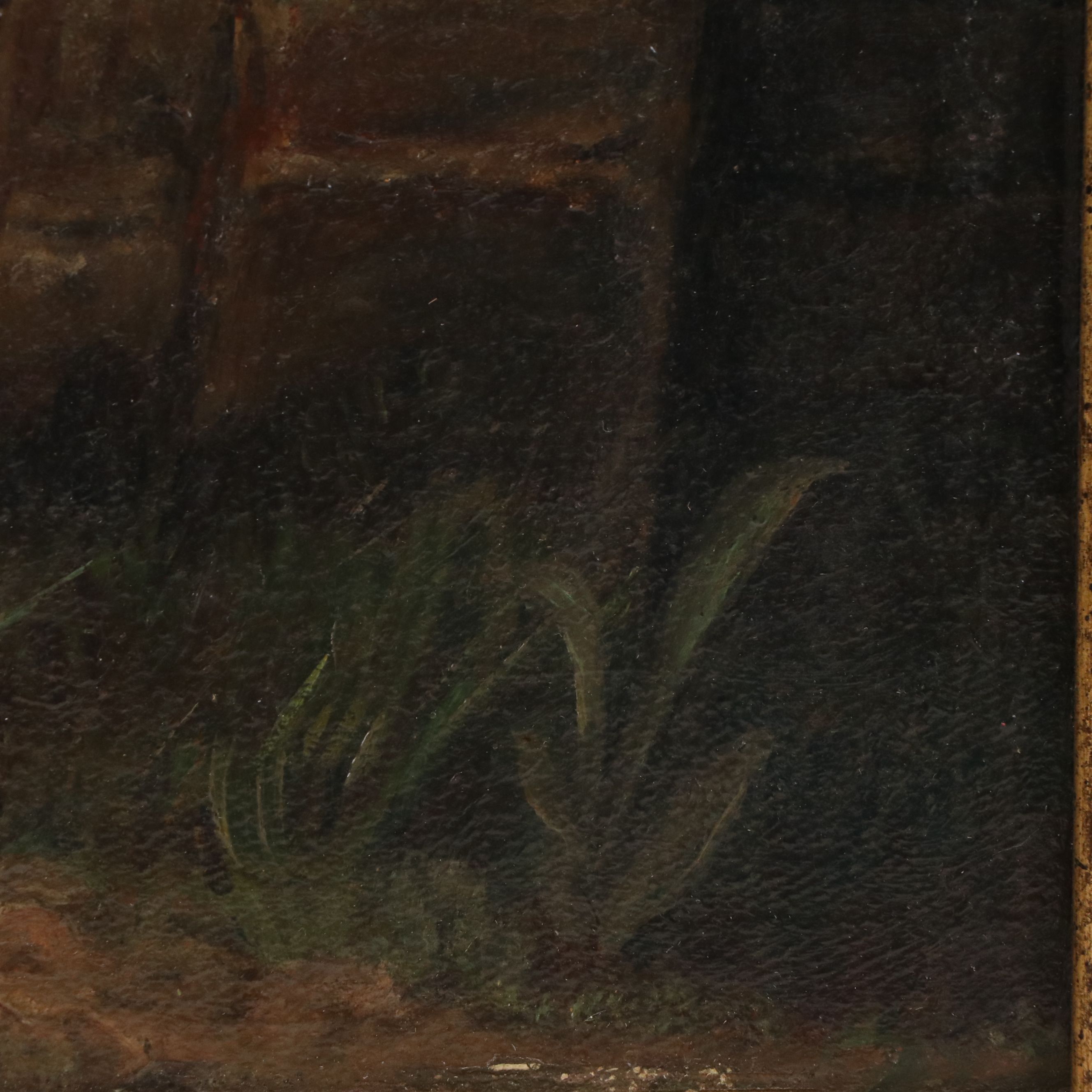 Victorian Hobbyist Oil Painting of Rock Wall in Landscape, Circa 1900