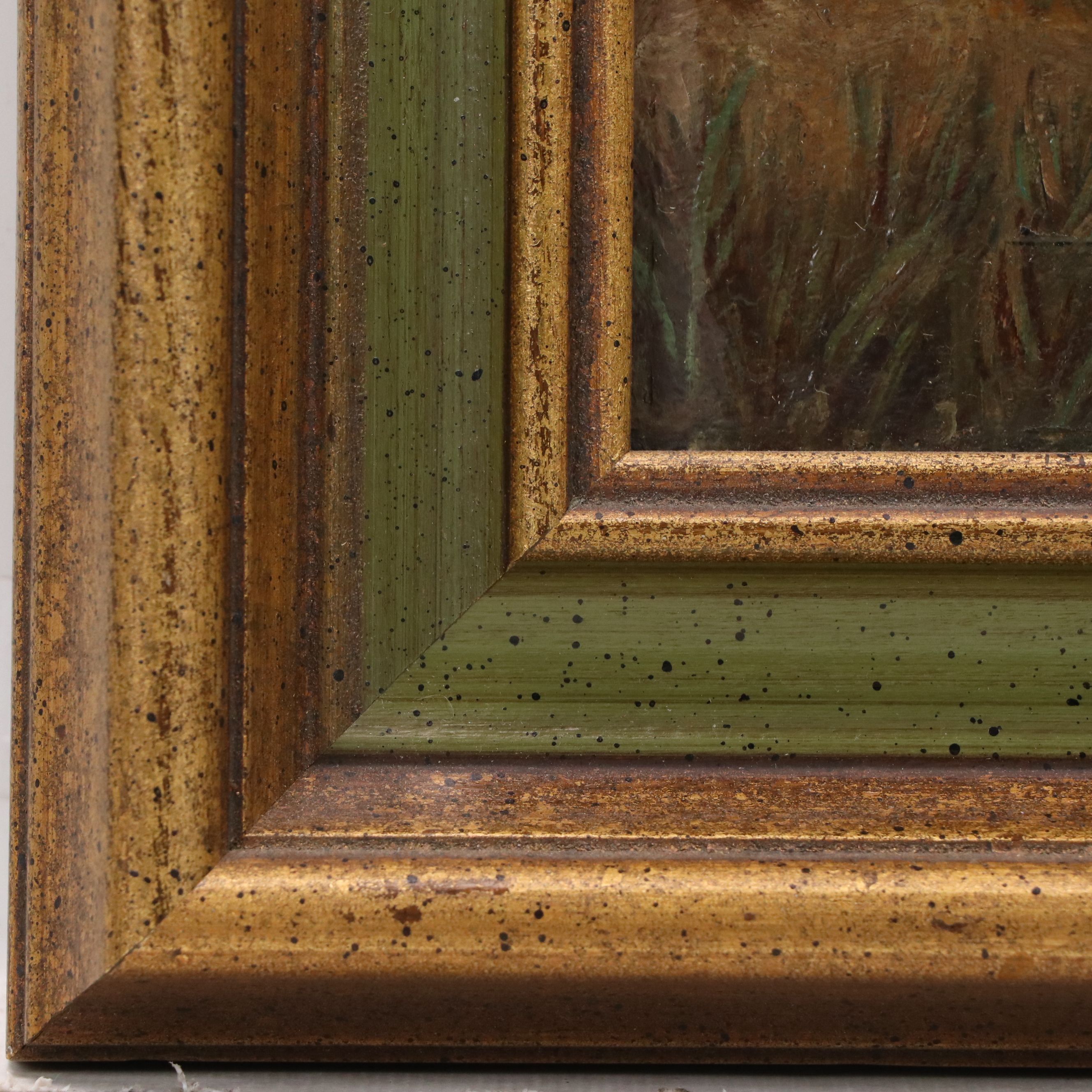 Victorian Hobbyist Oil Painting of Rock Wall in Landscape, Circa 1900